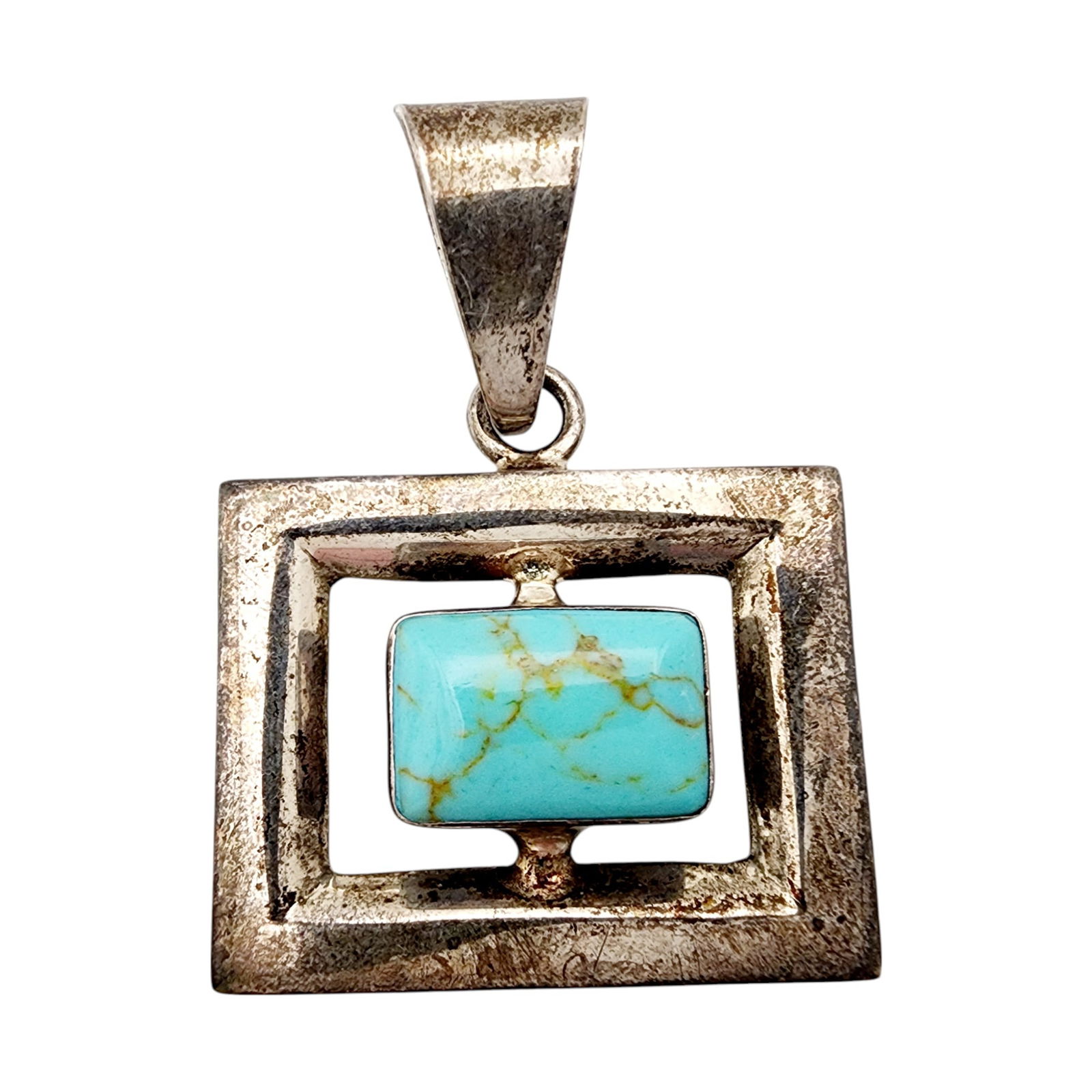 Mexico Sterling Turquoise Pendant: Mexico Sterling Faux Turquoise Pendant 20g