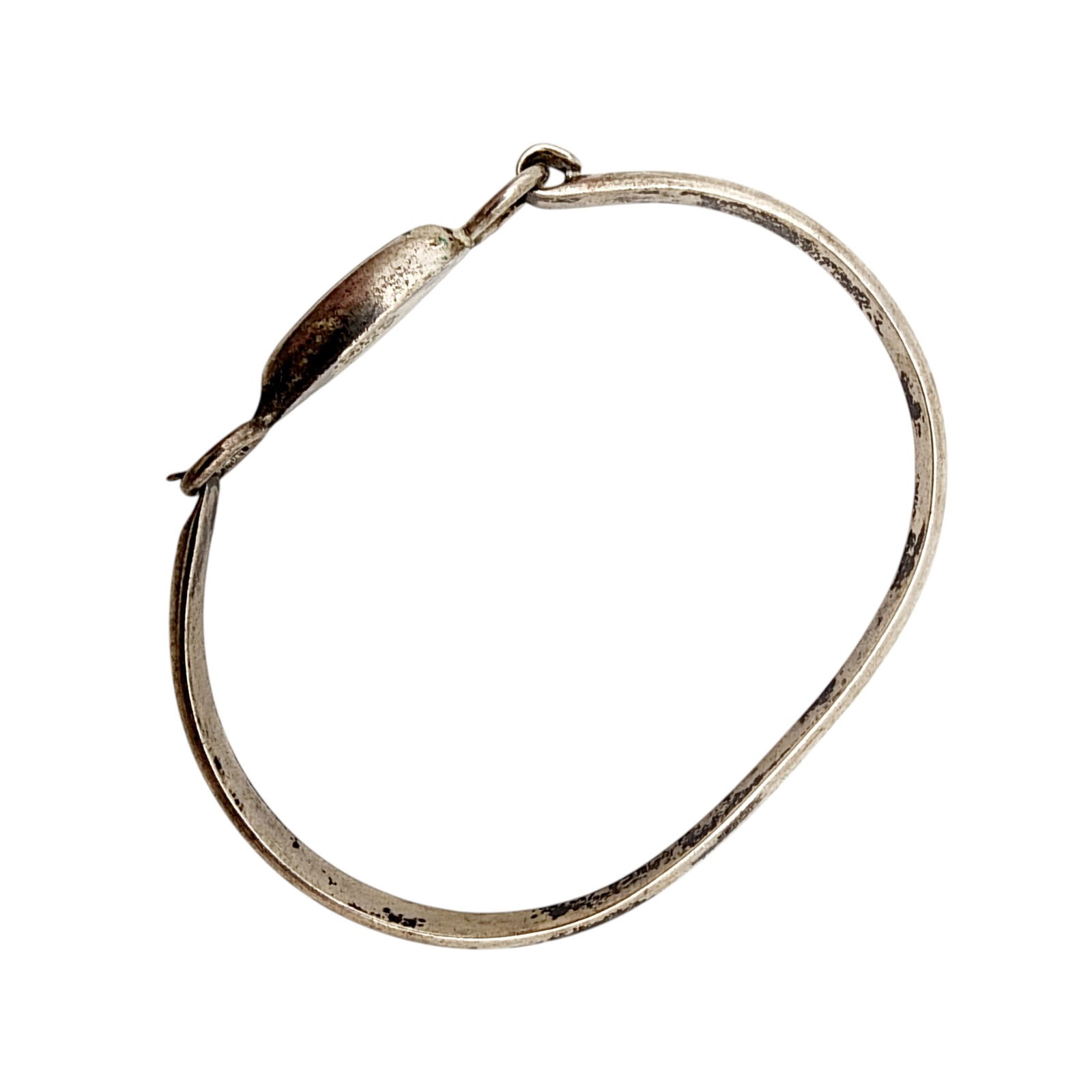 Mexico Sterling Onyx Hinge Bangle Bracelet - 5