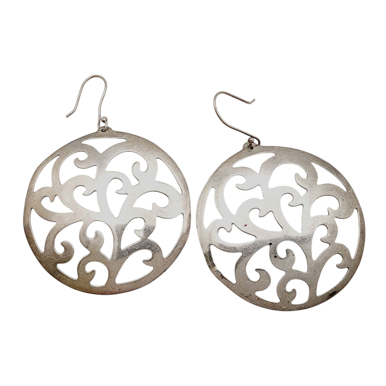 Signed HOB Mexico Sterling Scroll Earrings: Signed HOB Mexico Sterling Scroll Earrings 9g