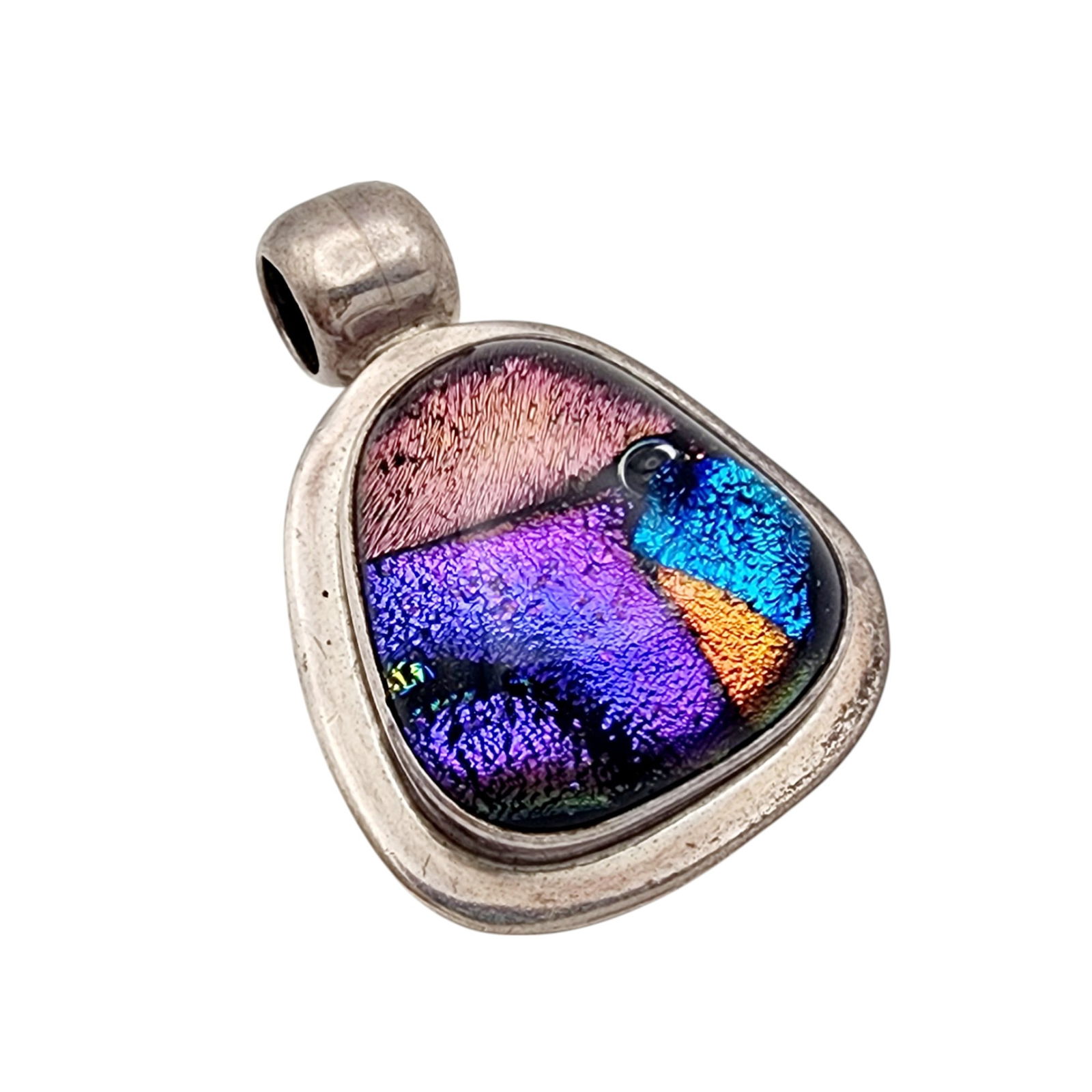 Mexico Sterling Art Glass Pendant: Mexico Sterling Art Glass Pendant 12.7g