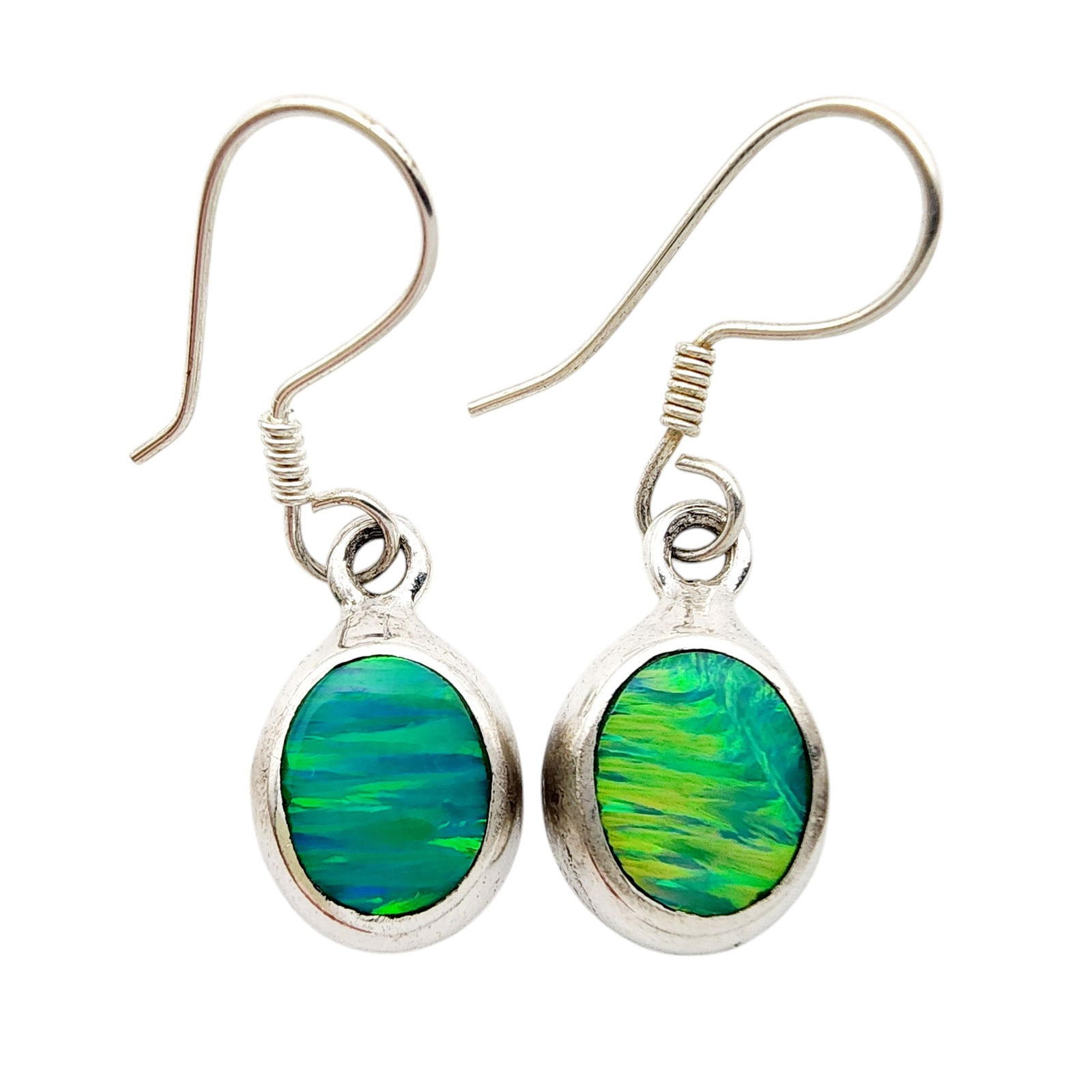 Signed Mexico Sterling Opal Earrings: Signed Mexico Sterling Opal Earrings 2.7g