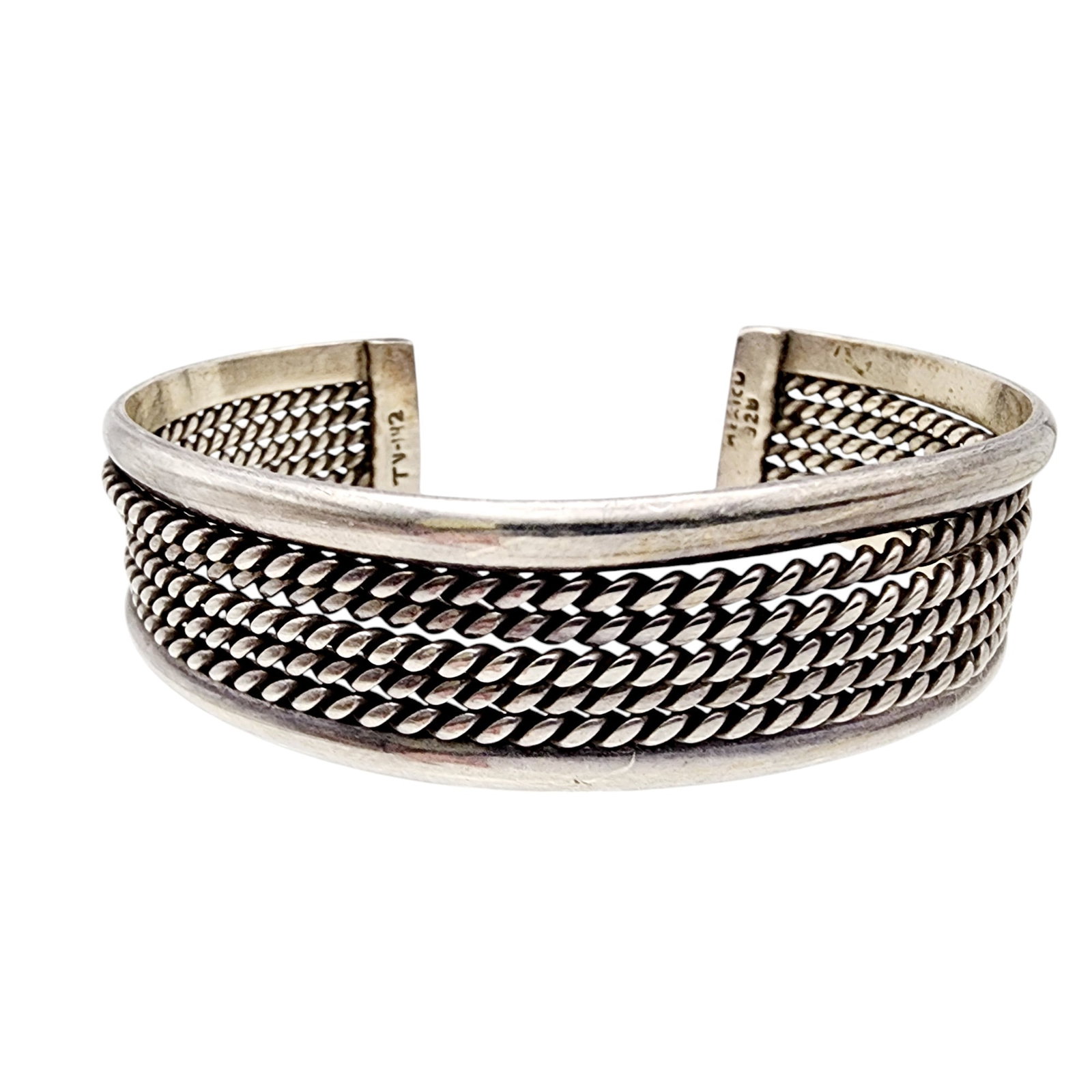 Mexico TV-142 Sterling Coiled Cuff Bracelet: Mexico TV-142 Sterling Coiled Cuff Bracelet 32.8g
