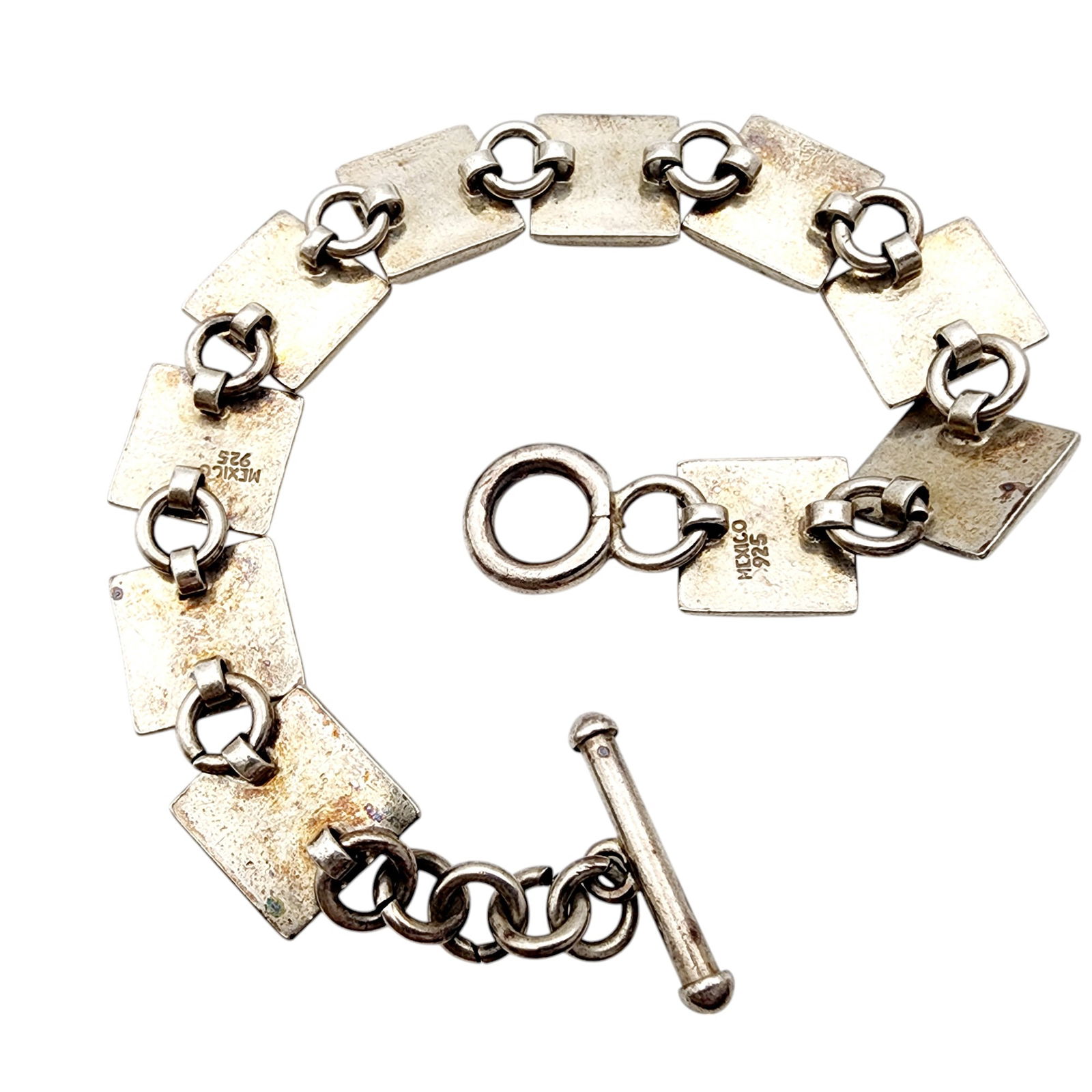 Mexico Sterling Multi Stone Link Bracelet - 3