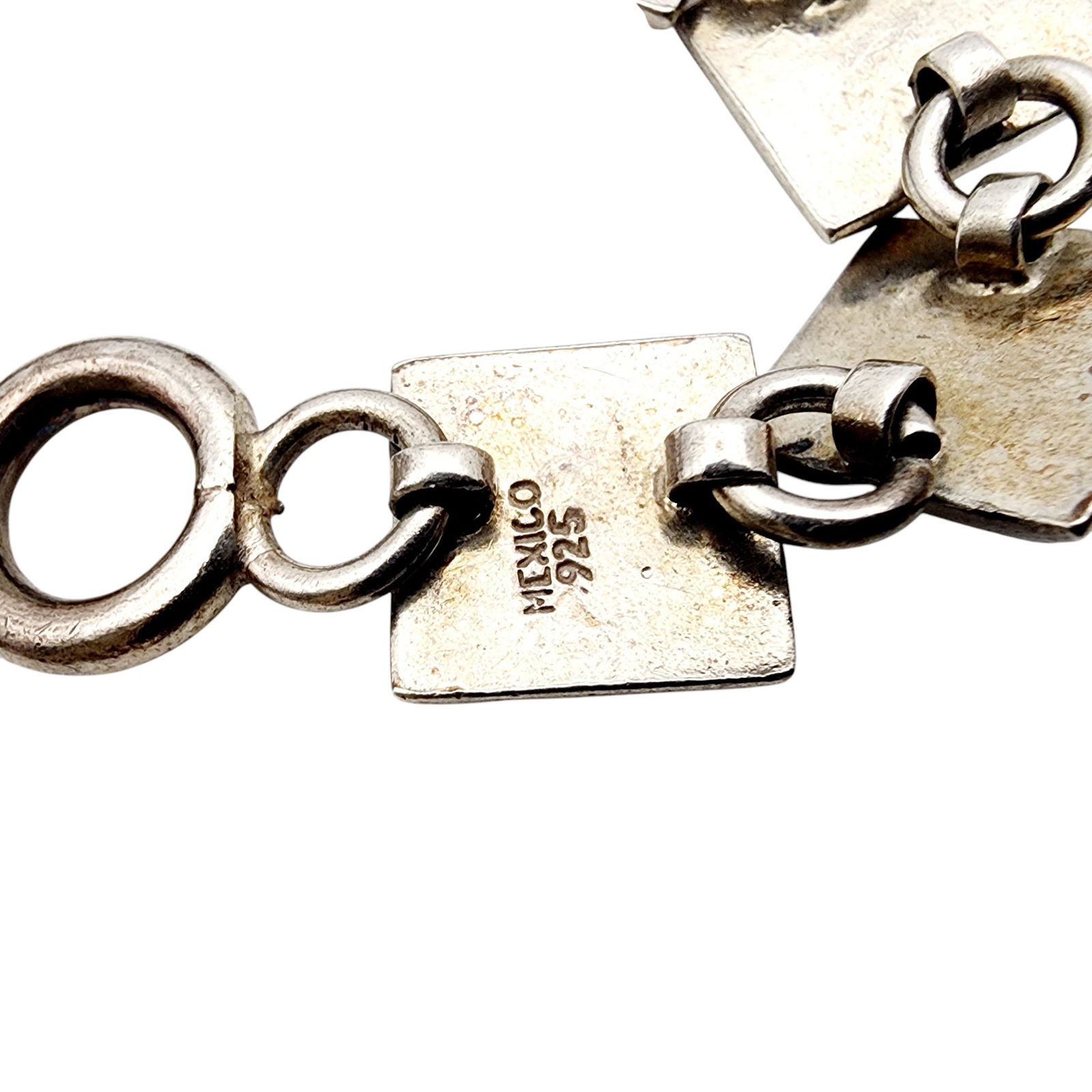 Mexico Sterling Multi Stone Link Bracelet - 4