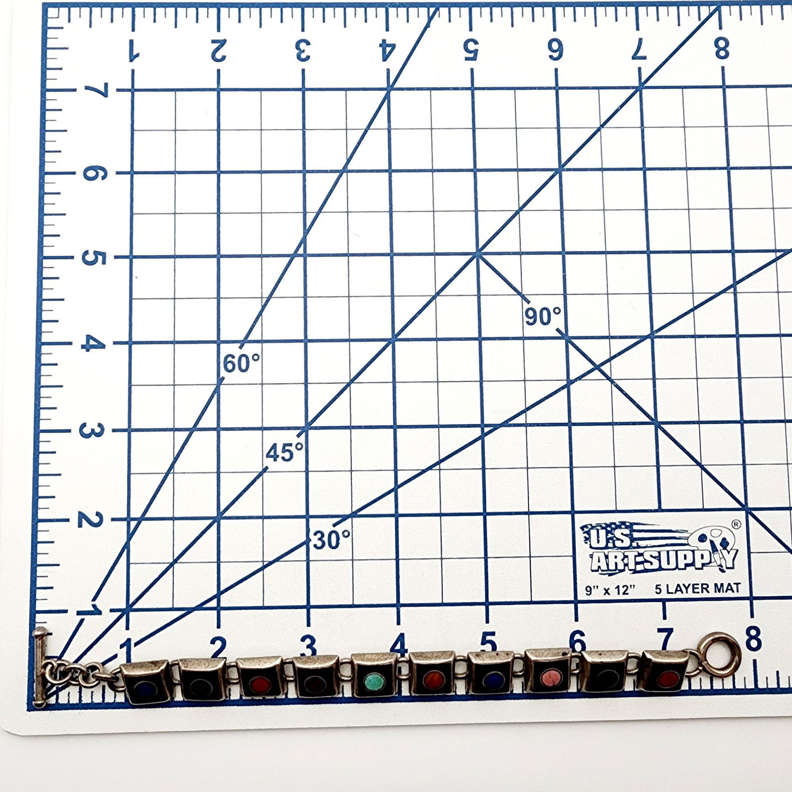 Mexico Sterling Multi Stone Link Bracelet - 5