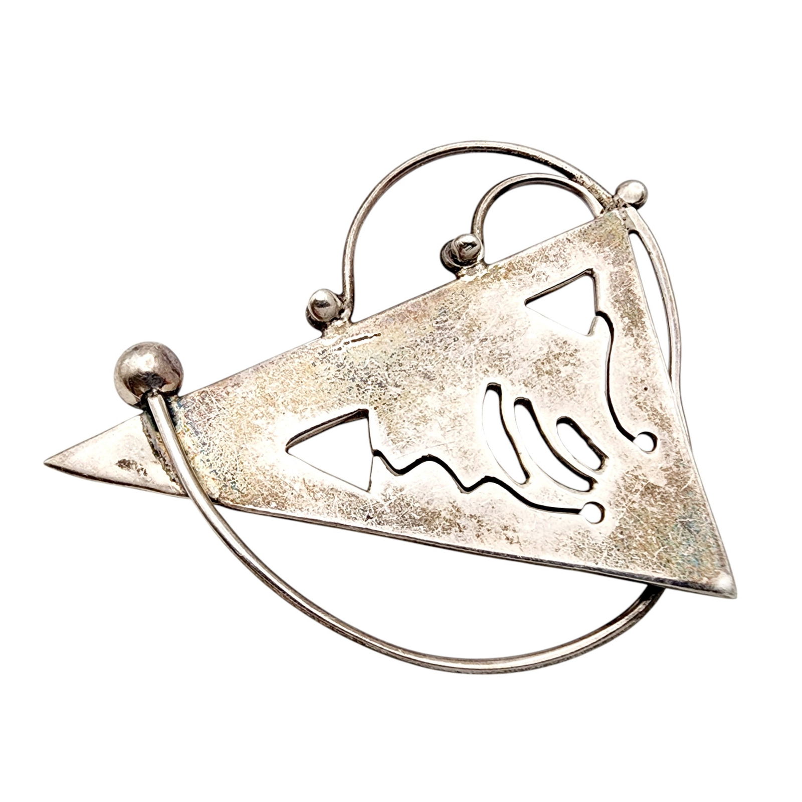 Vintage Mexico Sterling Abstract Brooch: Vintage Mexico Sterling Abstract Brooch 11.8g