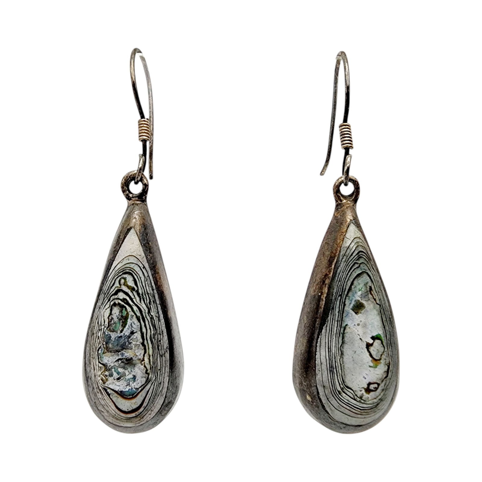 Mexico Sterling Shell? Drop Earrings: Mexico Sterling Shell? Drop Earrings 5.3g