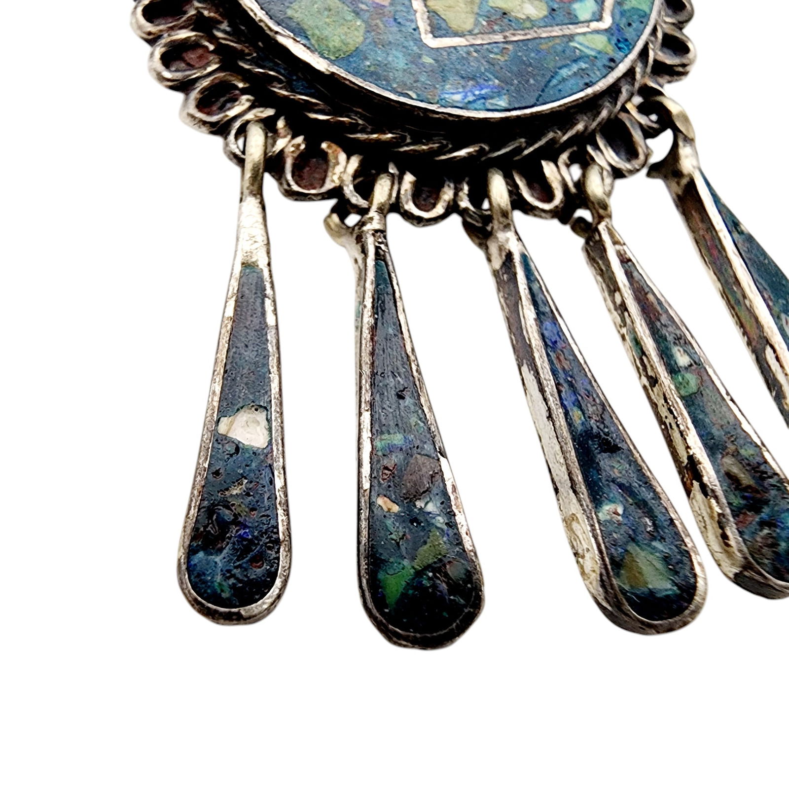 Signed Mexico Eagle 3 Sterling Chimalli Dangle Brooch - 4