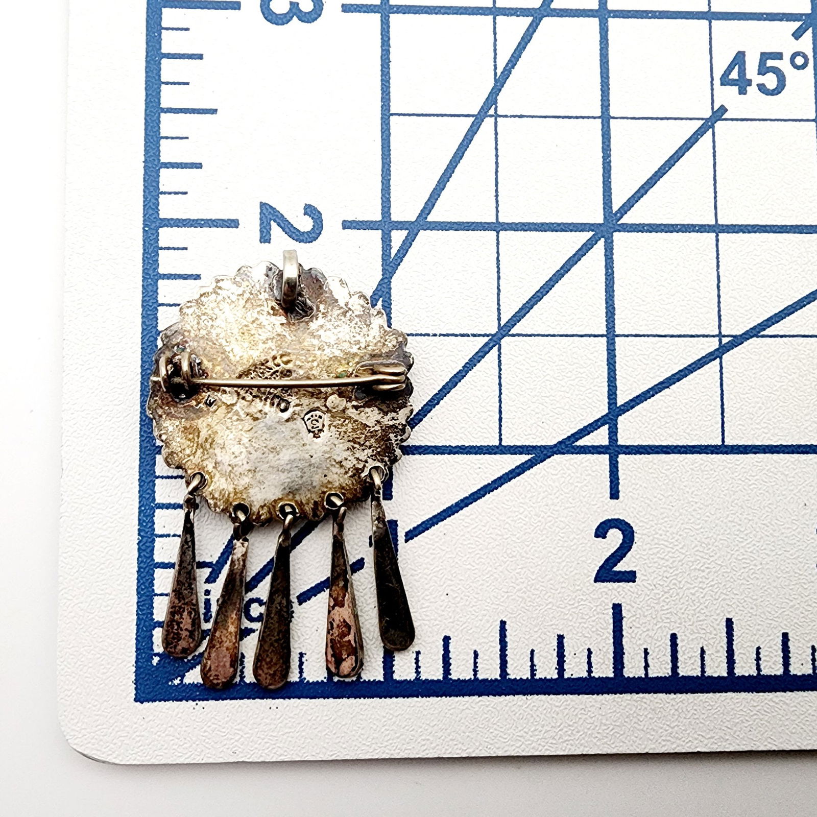 Signed Mexico Eagle 3 Sterling Chimalli Dangle Brooch - 5