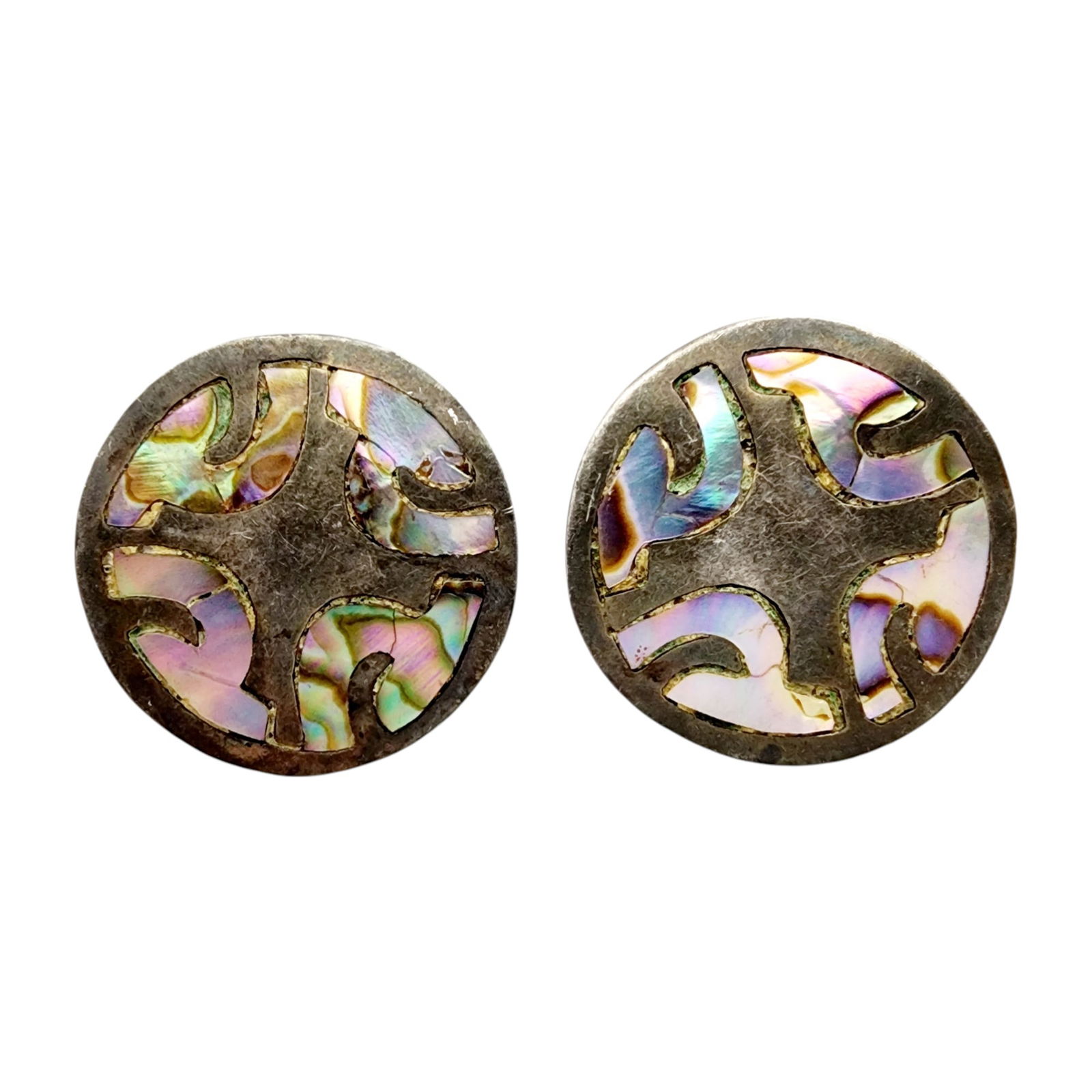 Signed IMP Eagle 3 Sterling Abalone Earrings: Signed IMP Eagle 3 Sterling Abalone Earrings 6.6g