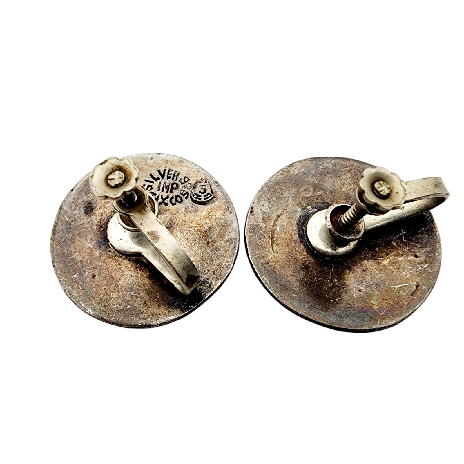 Signed IMP Eagle 3 Sterling Abalone Earrings - 2