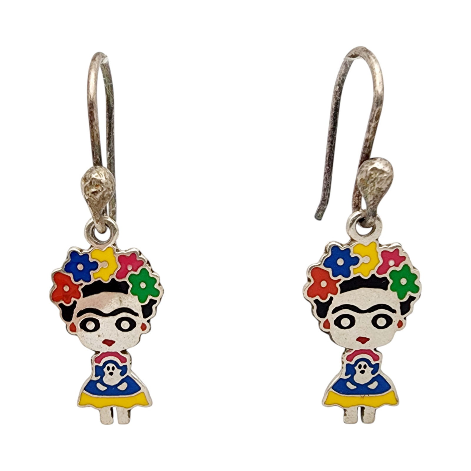 Sterling Frida Kahlo Dangle Earrings: Sterling Frida Kahlo Dangle Earrings 2.5g