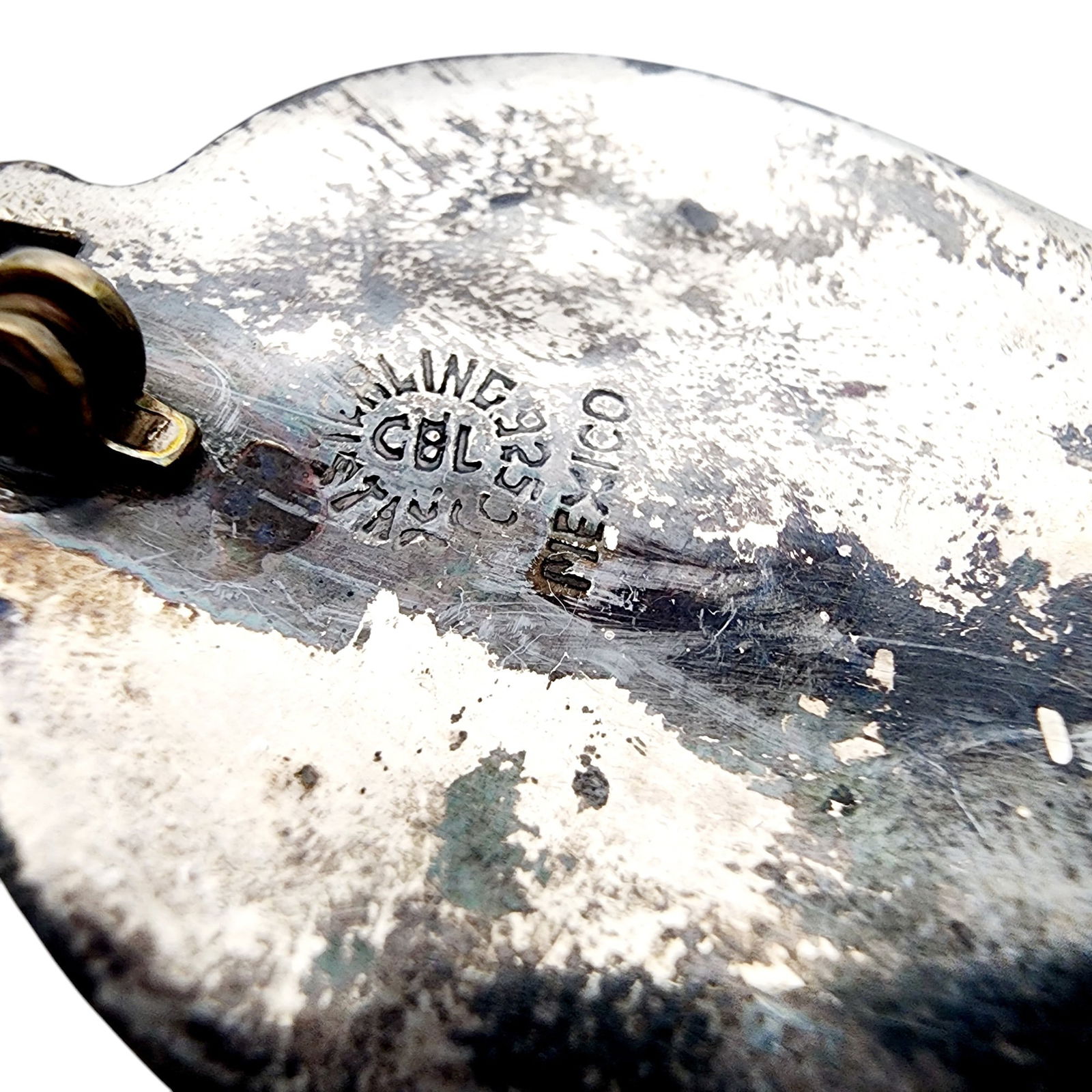 Signed CBL Mexico Sterling Abalone Leaf Brooch - 5