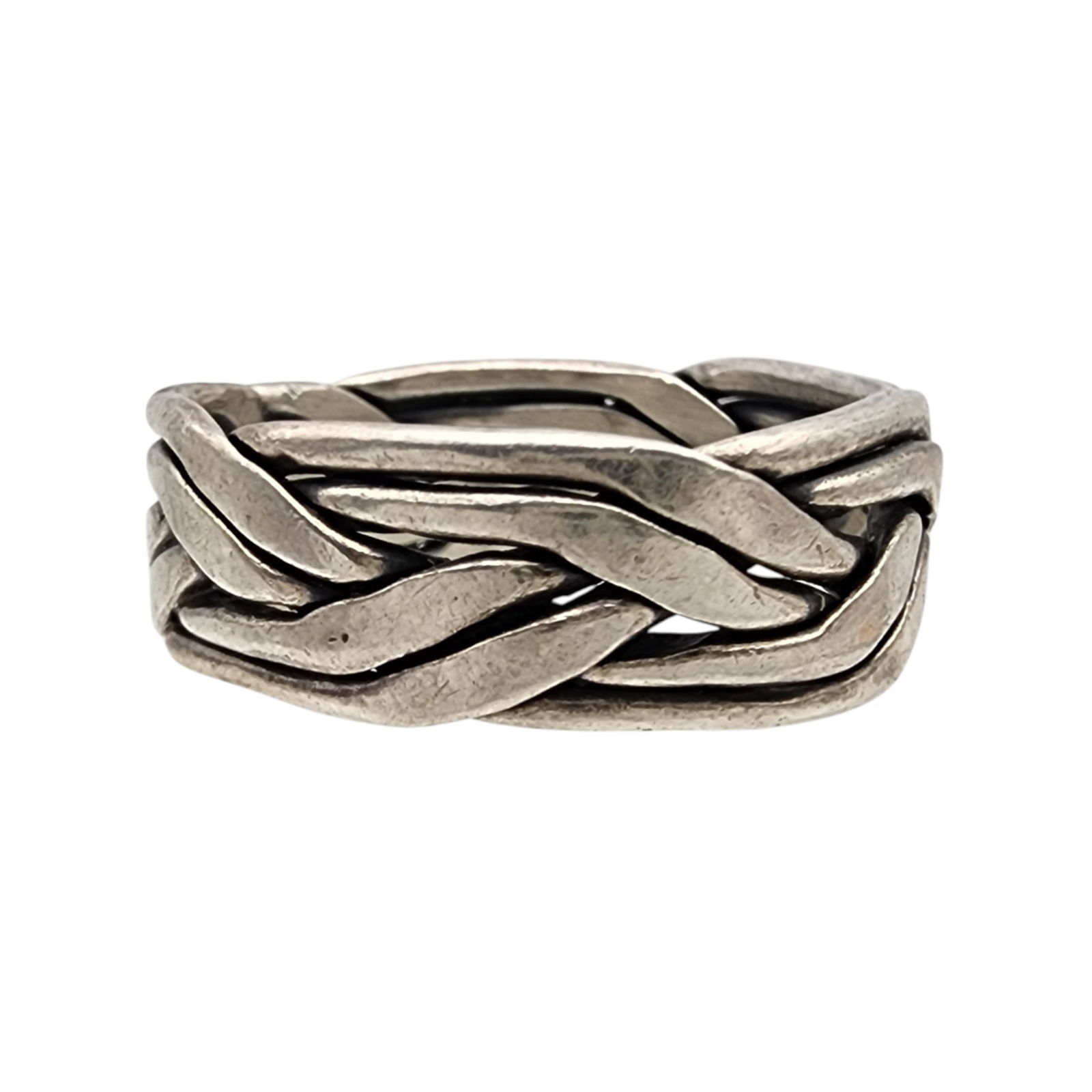 Mexico Sterling Weave Men's Ring Sz 11.5: Mexico Sterling Weave Men's Ring Sz 11.5 8.3g