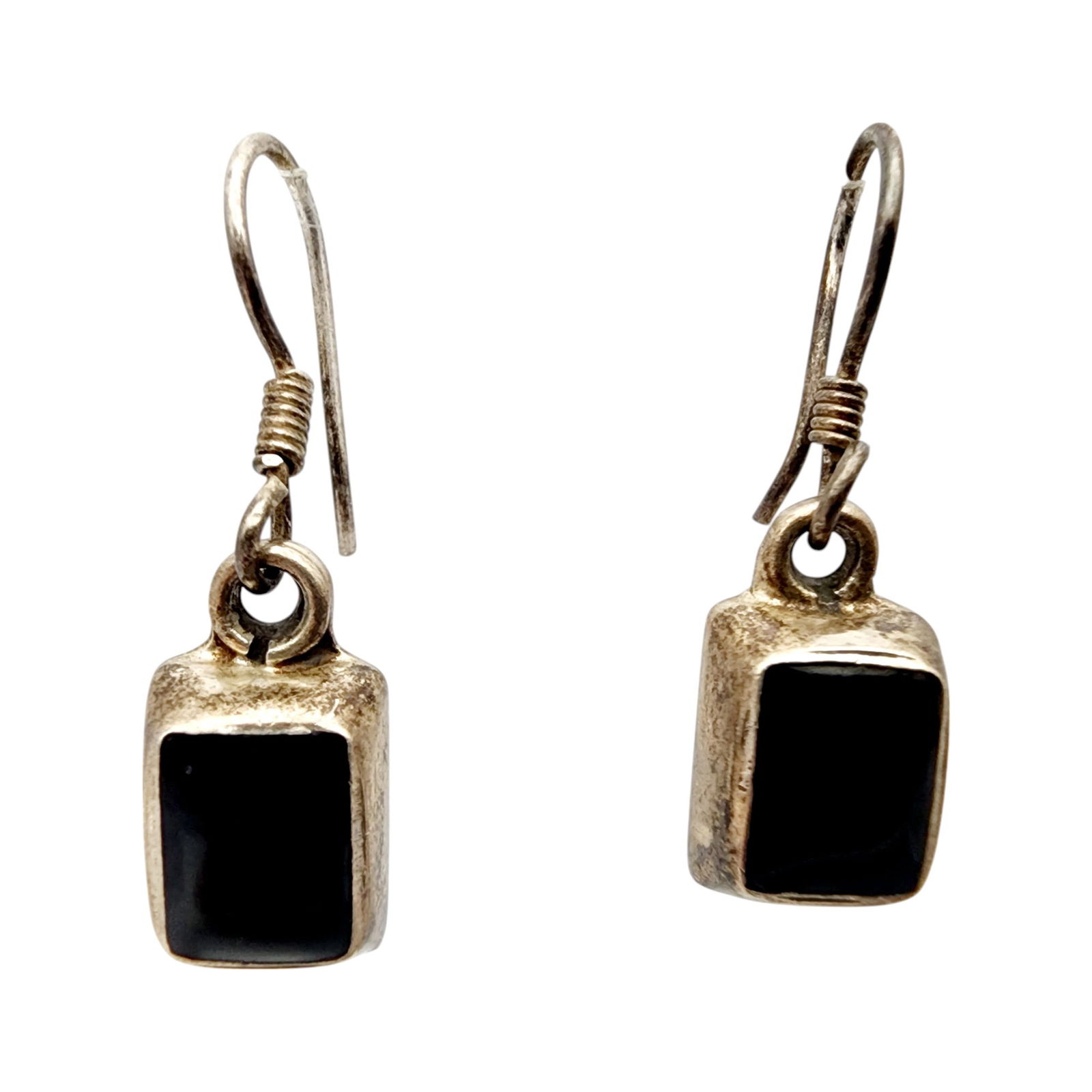 Mexico Sterling Onyx Earrings: Mexico Sterling Onyx Earrings 5.6g