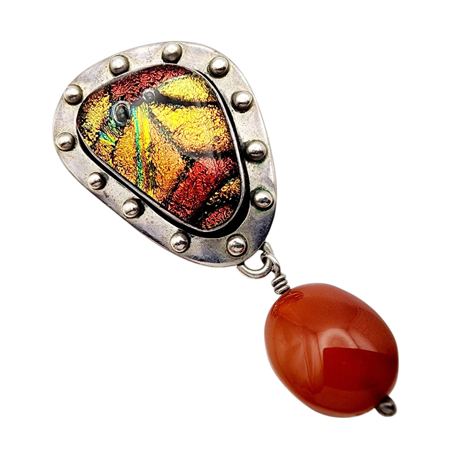 Mexico Sterling Art Glass Pendant: Mexico Sterling Art Glass Pendant 15.9g