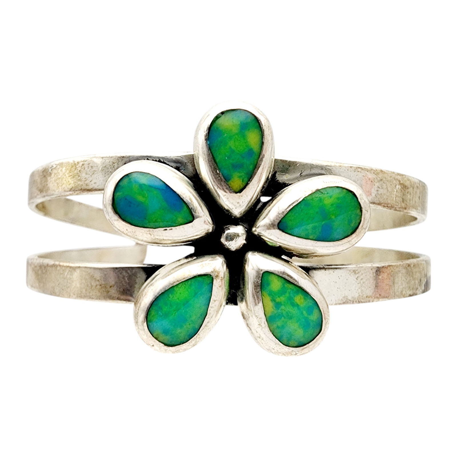 Mexico Sterling Flower Cuff Bracelet: Mexico Sterling Flower Cuff Bracelet 31.8g