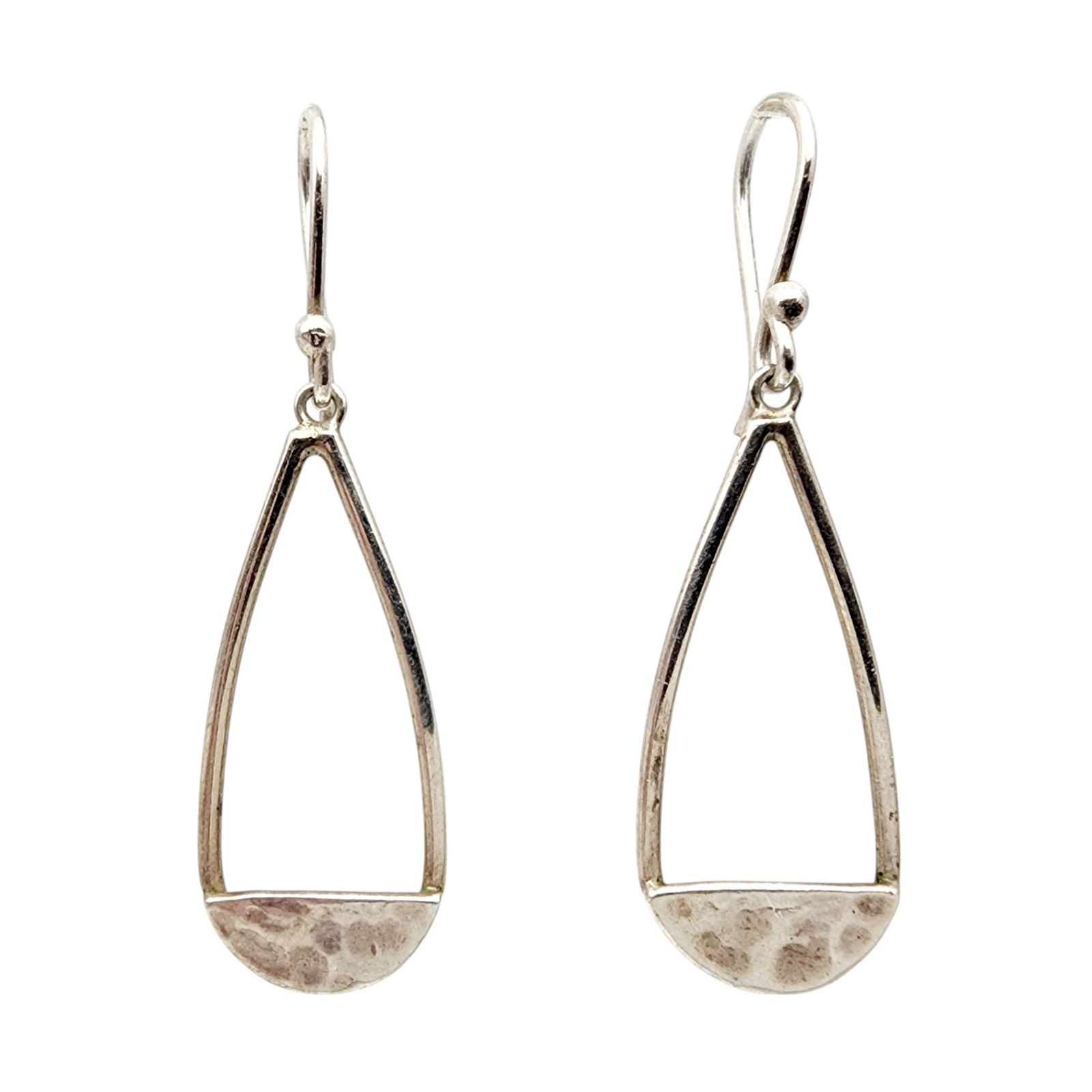 Mexico Sterling Hammered Teardrop Earrings: Mexico Sterling Hammered Teardrop Earrings 3g
