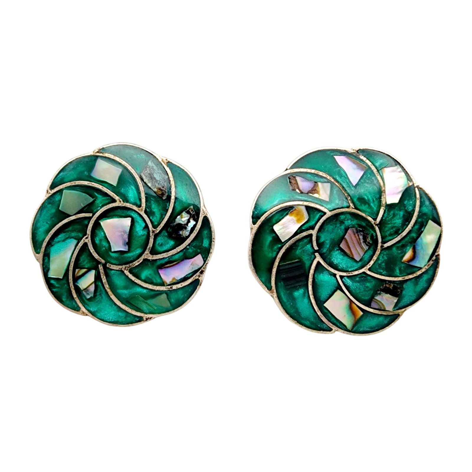 Mexico Alpaca Silver Inlay Earrings: Mexico Alpaca Silver Inlay Earrings 6.1g