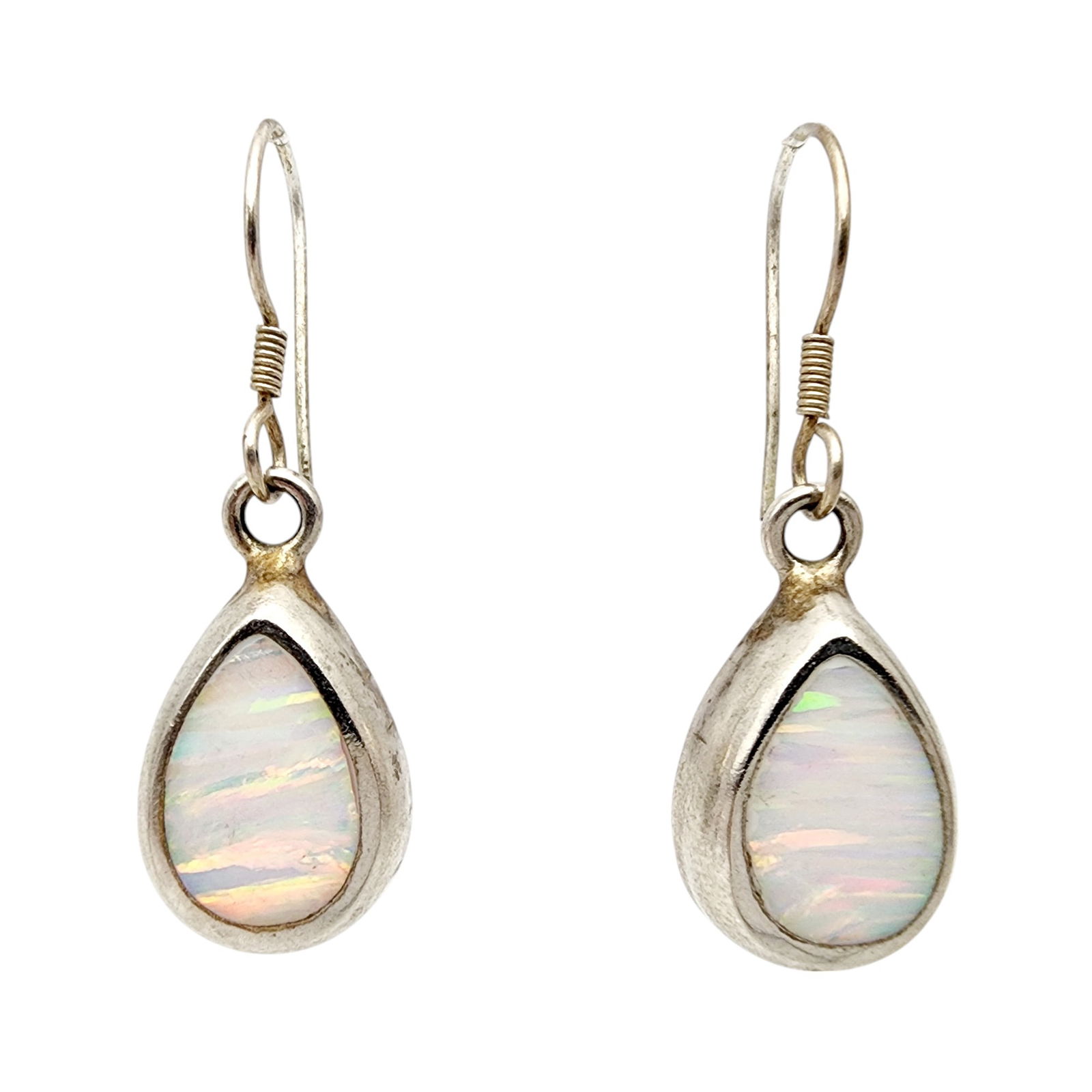 Mexico Sterling Opal Earrings: Mexico Sterling Opal Earrings 3.8g