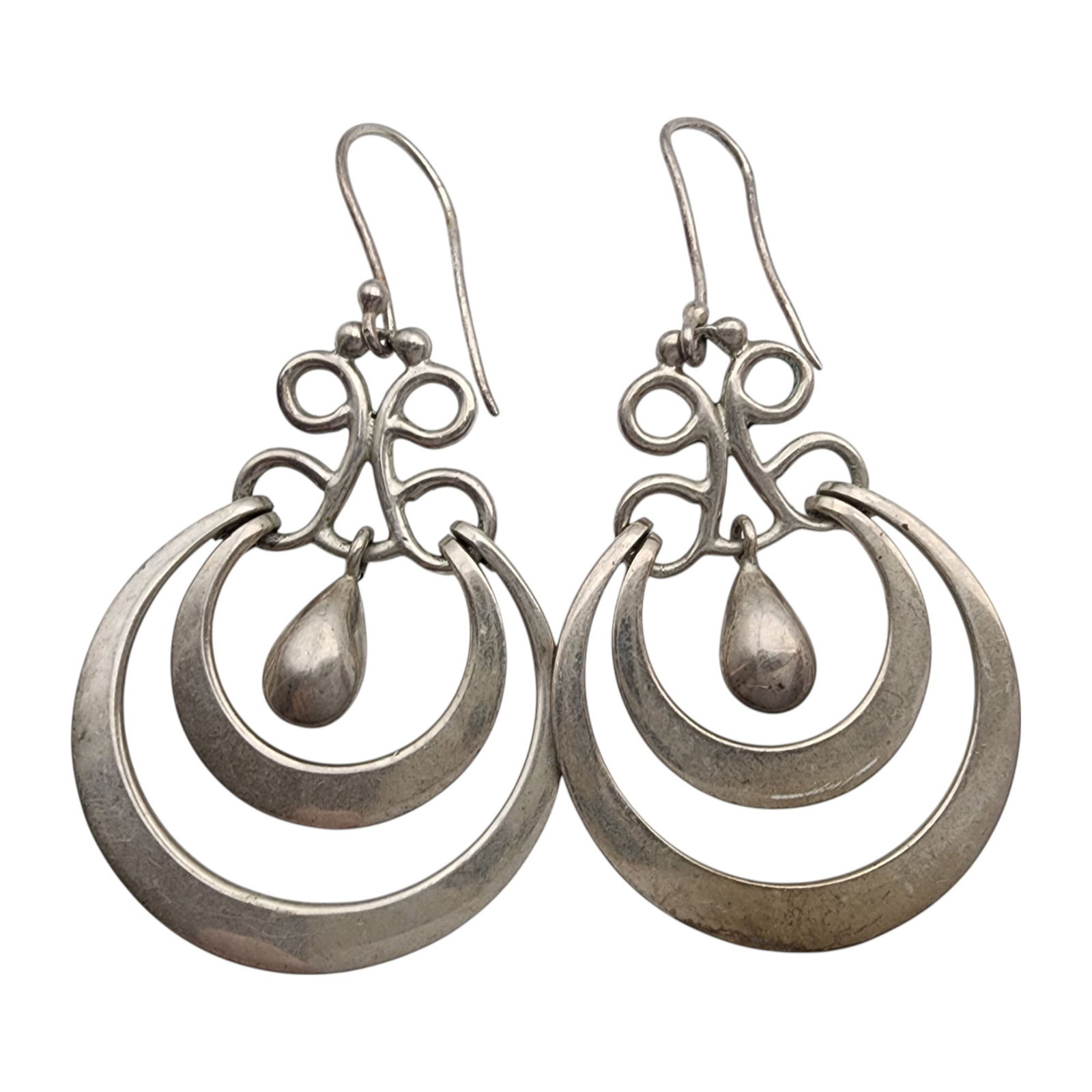 Signed Mexico Sterling Dangle Earrings: Signed ATI Mexico Sterling Dangle Earrings 11g