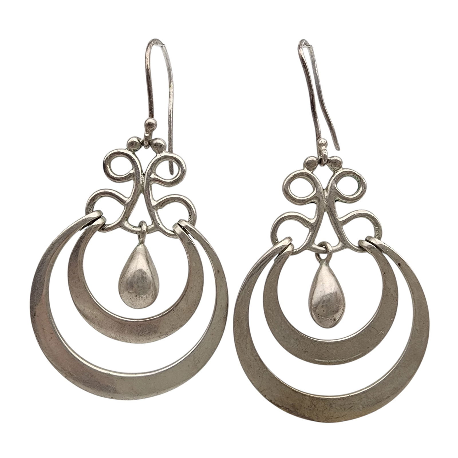 Signed Mexico Sterling Dangle Earrings - 2