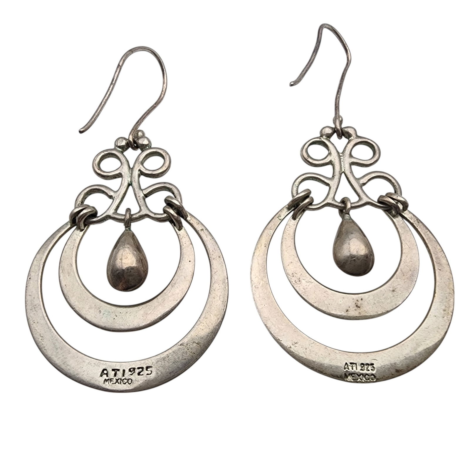 Signed Mexico Sterling Dangle Earrings - 3