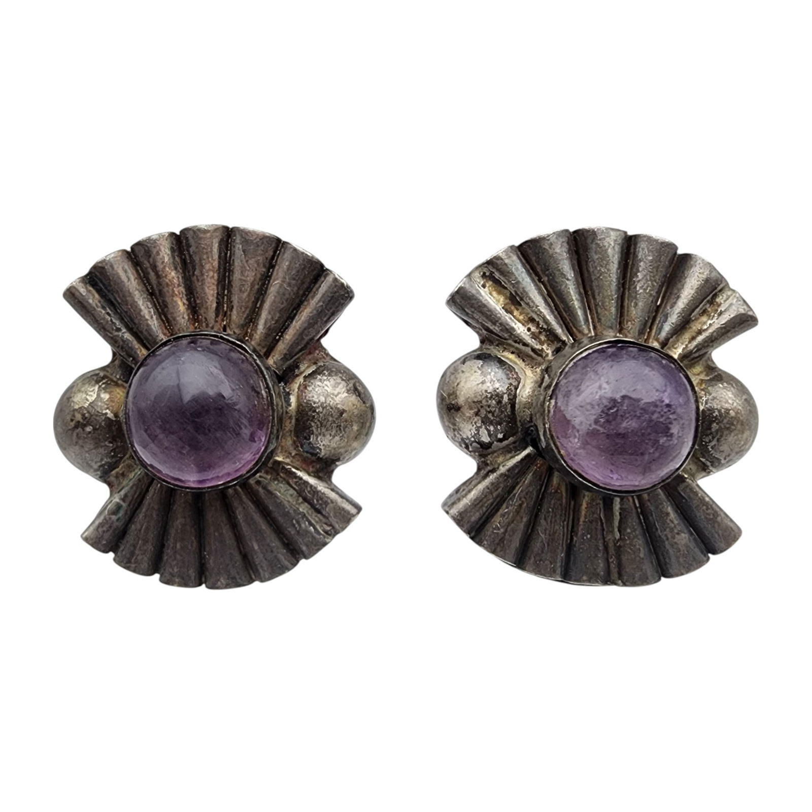 Vintage Mexico Sterling Amethyst Earrings (1 of 5)