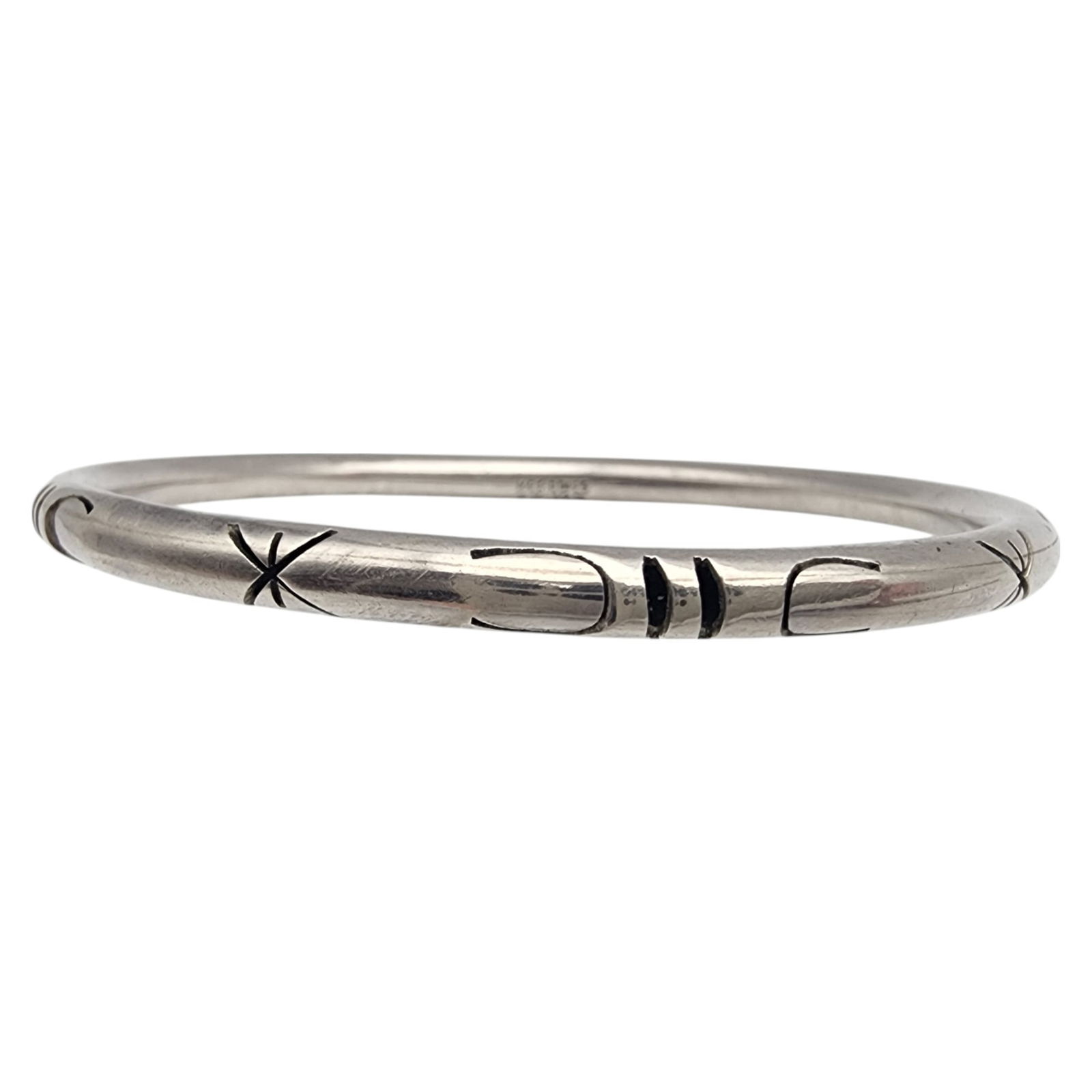 Mexico Sterling Cut-Out Bangle Bracelet: Mexico Sterling Bangle Bracelet 13.2g