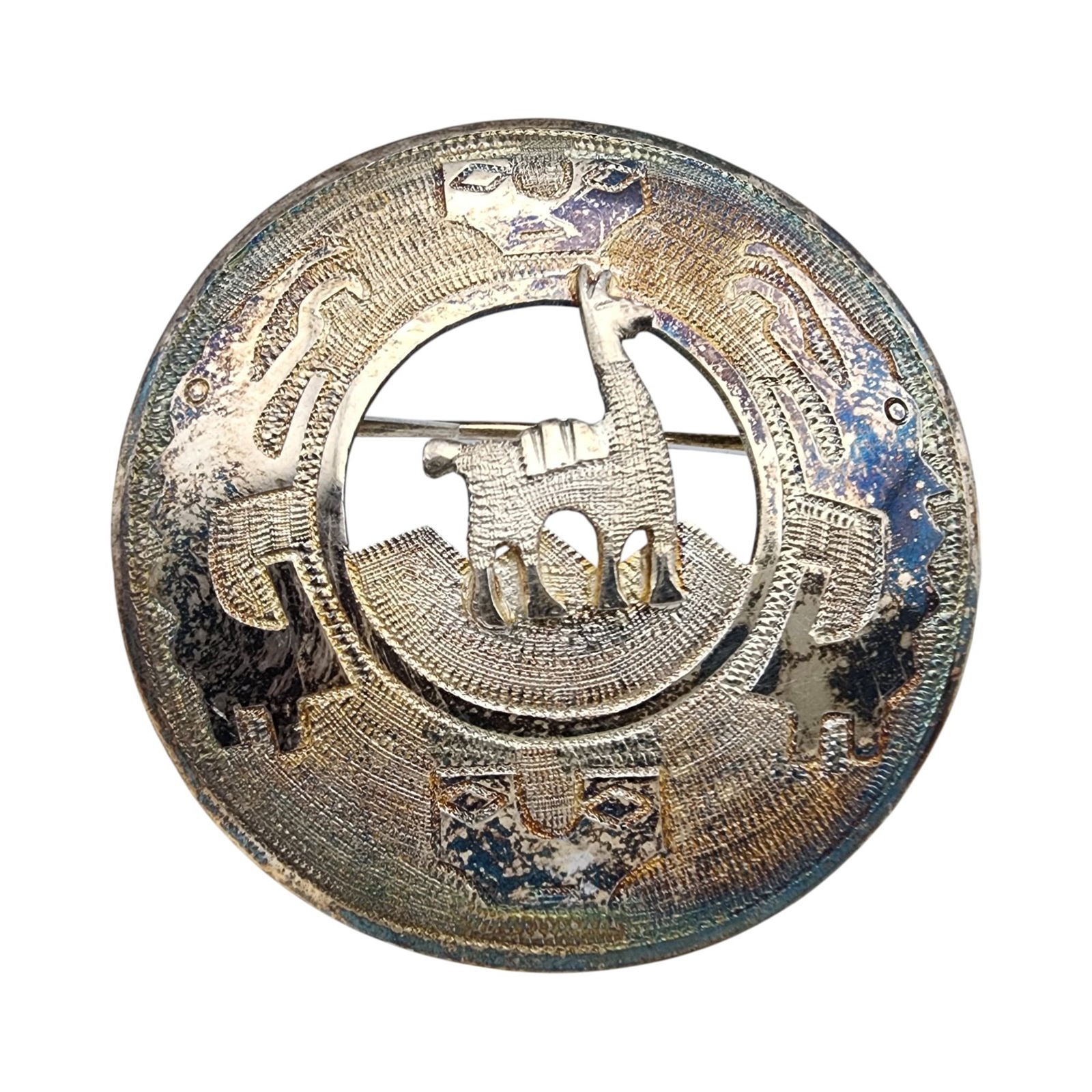 Vintage Peru Style Sterling Llama Brooch Pendant: Vintage Peruvian Style Sterling Llama Alpaca Brooch Pendant 10.3g