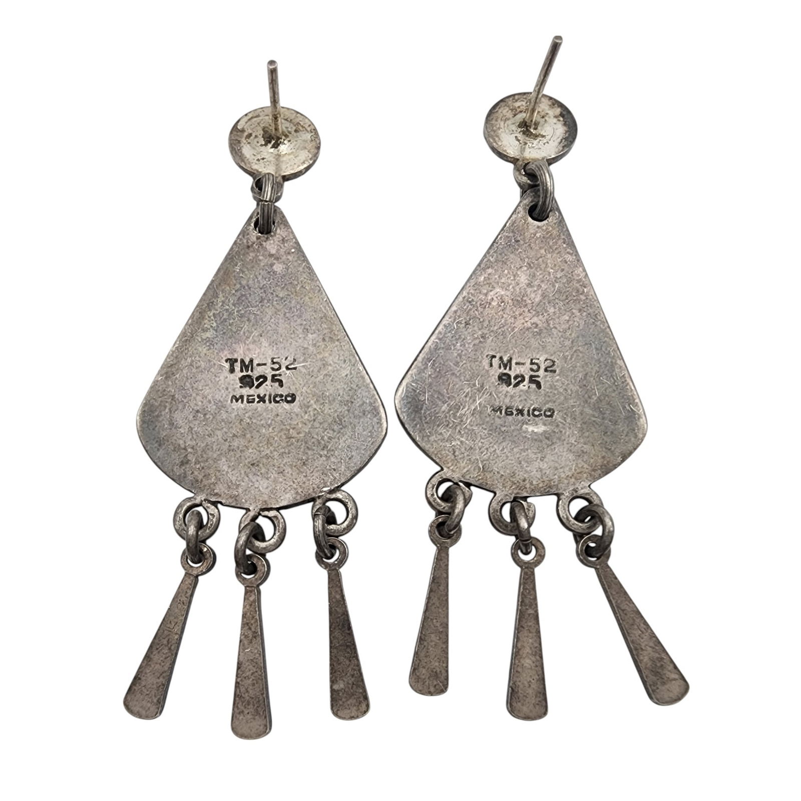 Signed Mexico Sterling Chichen Itza Dangle Earrings - 3