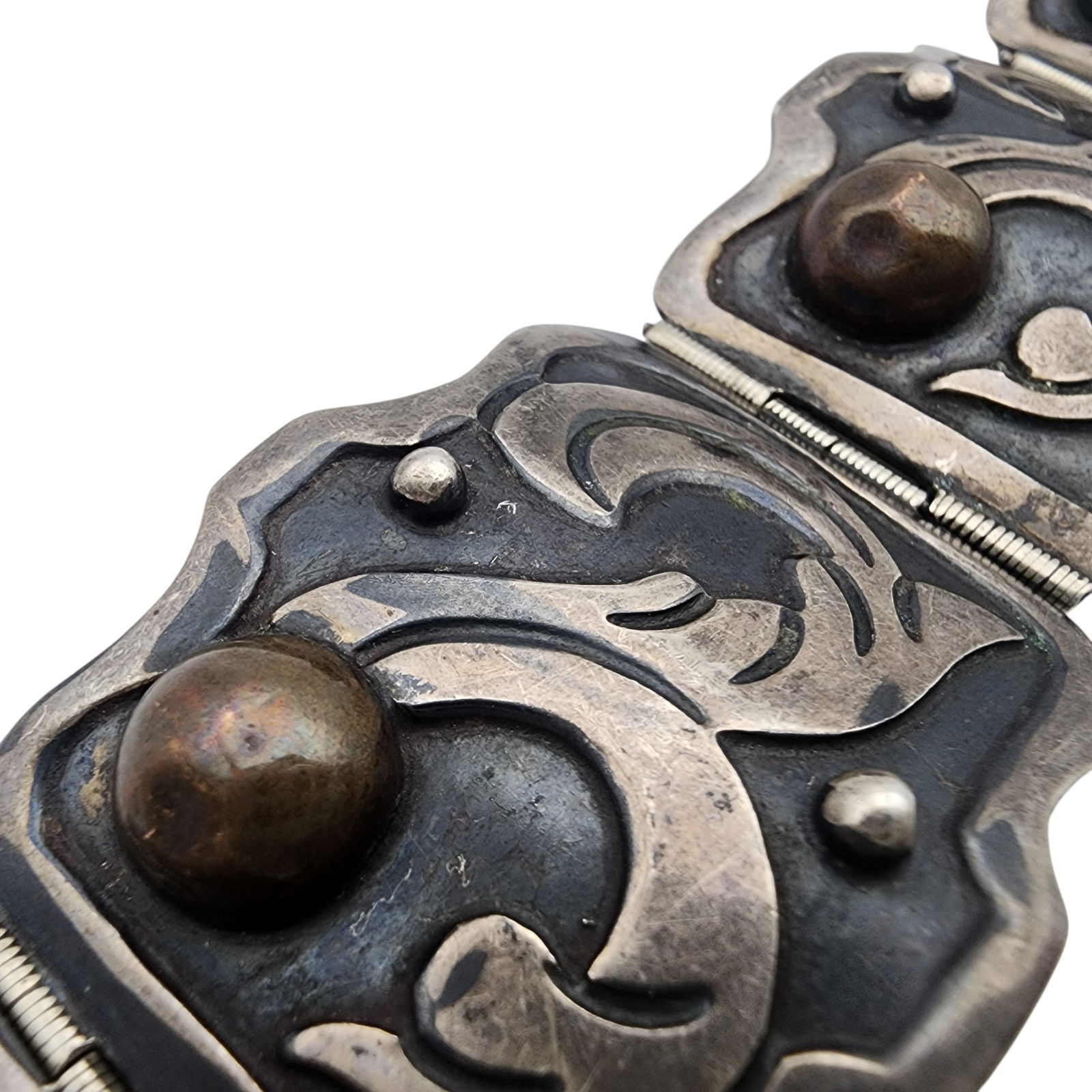 Signed FD Mexico Sterling Panel Bracelet - 10