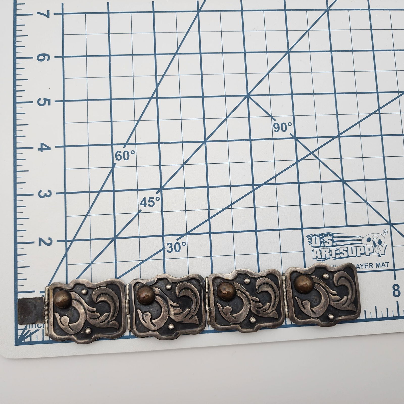 Signed FD Mexico Sterling Panel Bracelet - 11