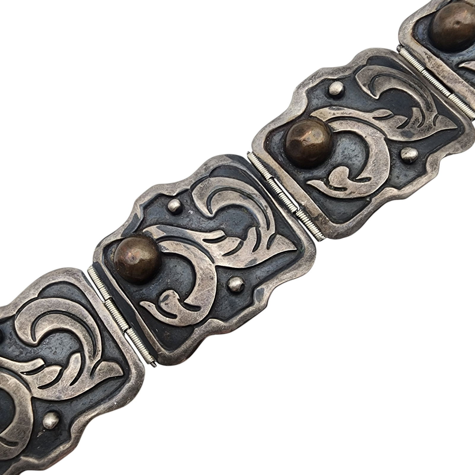 Signed FD Mexico Sterling Panel Bracelet