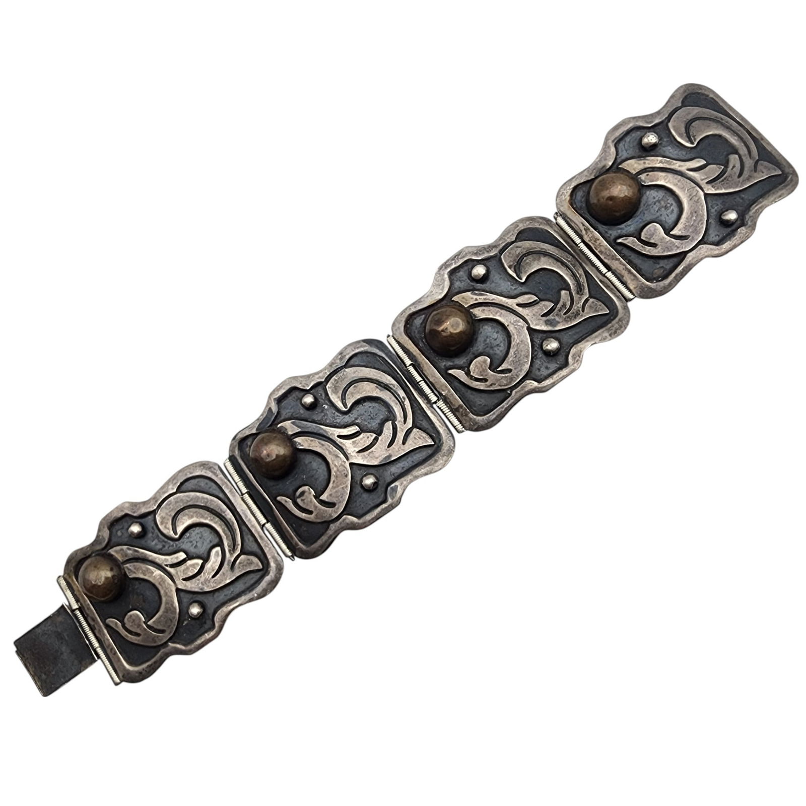 Signed FD Mexico Sterling Panel Bracelet - 3