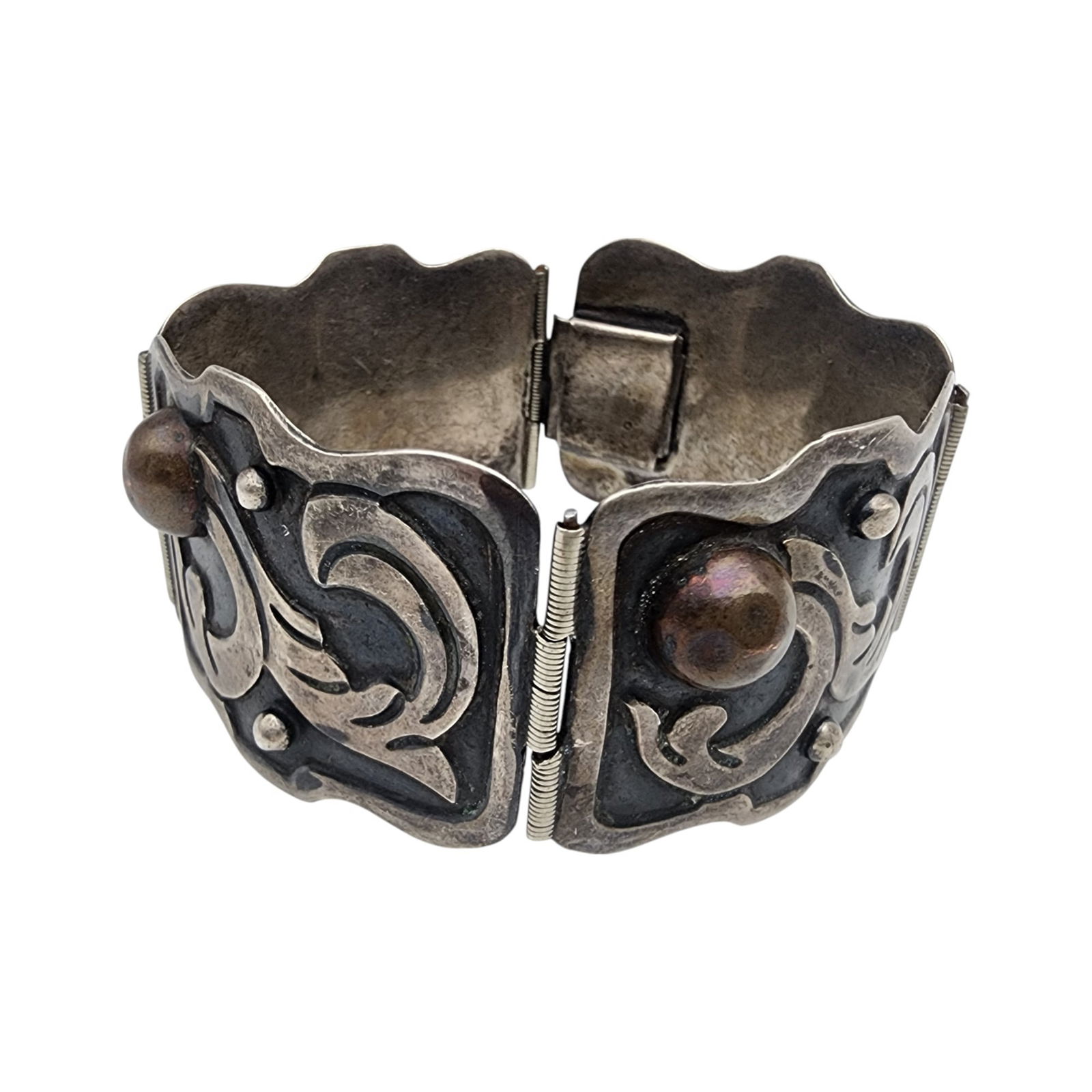 Signed FD Mexico Sterling Panel Bracelet - 6