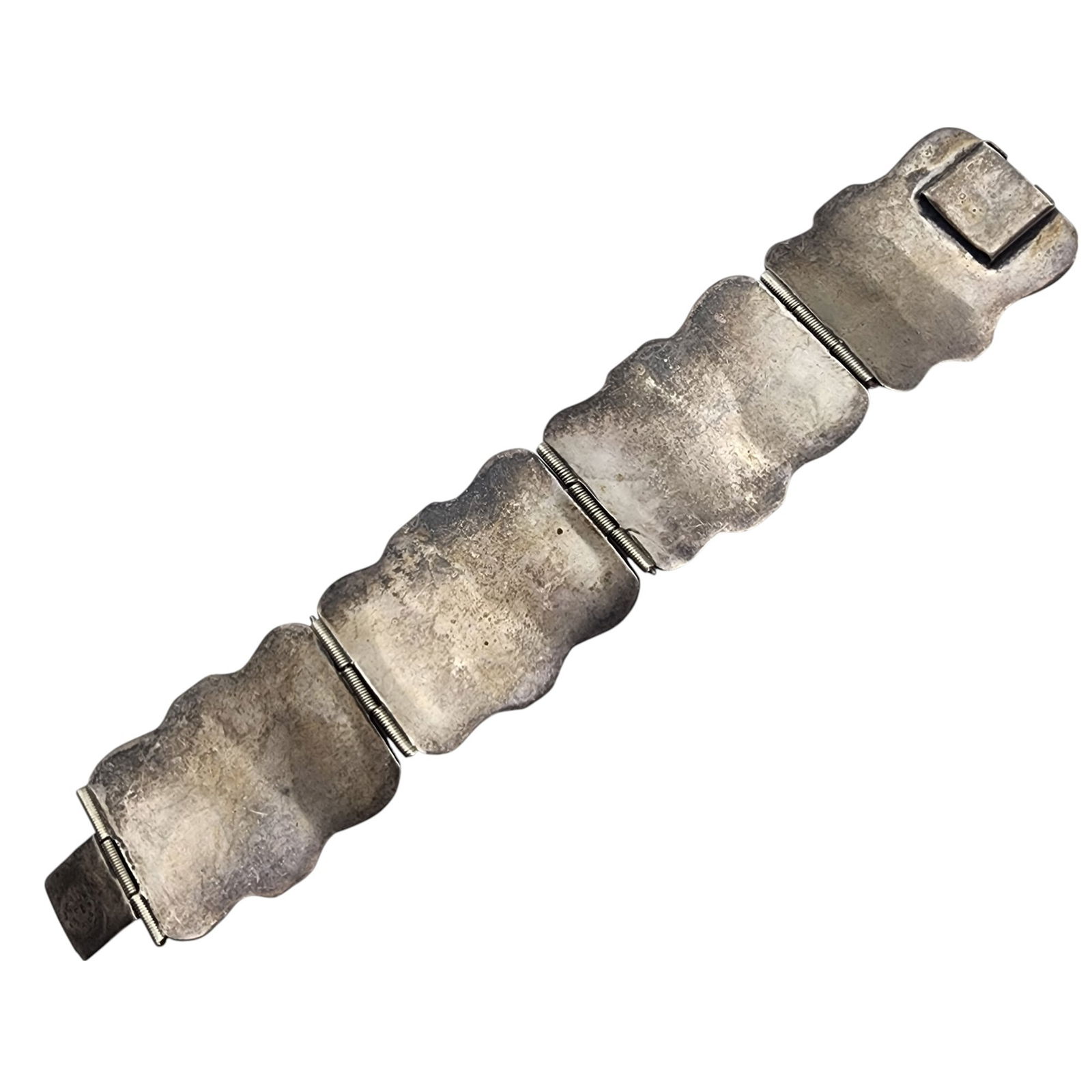 Signed FD Mexico Sterling Panel Bracelet - 7