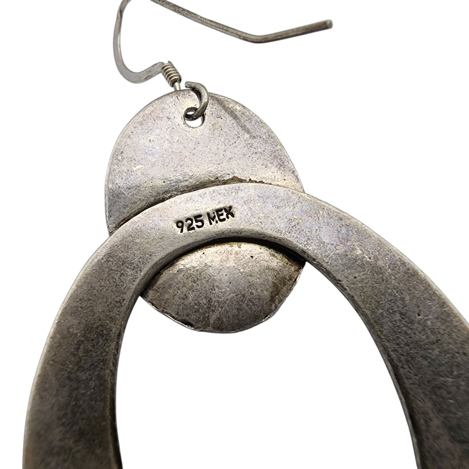 Mexico Sterling Hammered Dangle Earrings - 4