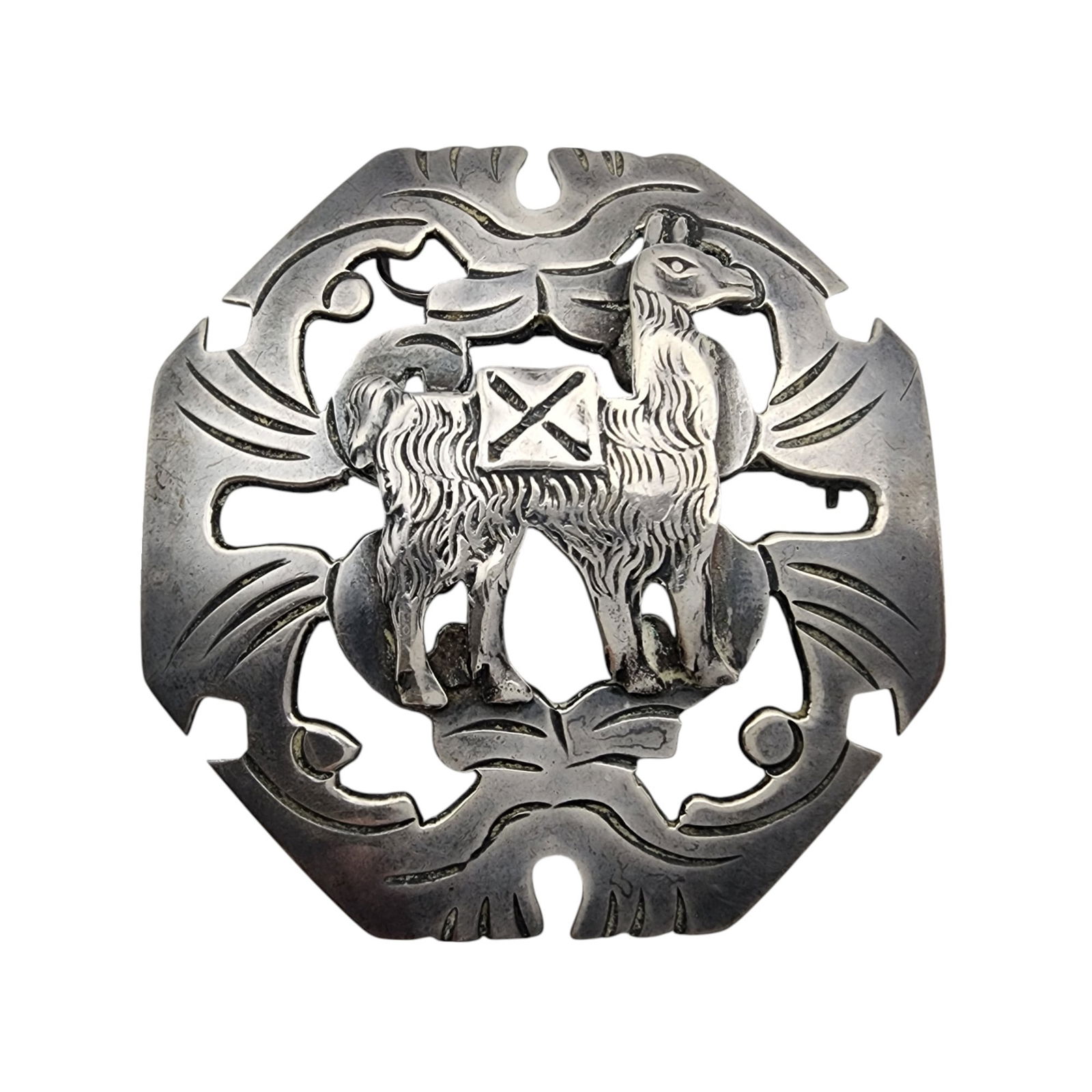 Signed Cuzco Peruvian Sterling Llama Pendant Brooch: Signed DMD Cuzco Peruvian Sterling Llama Pendant Brooch 12.6g
