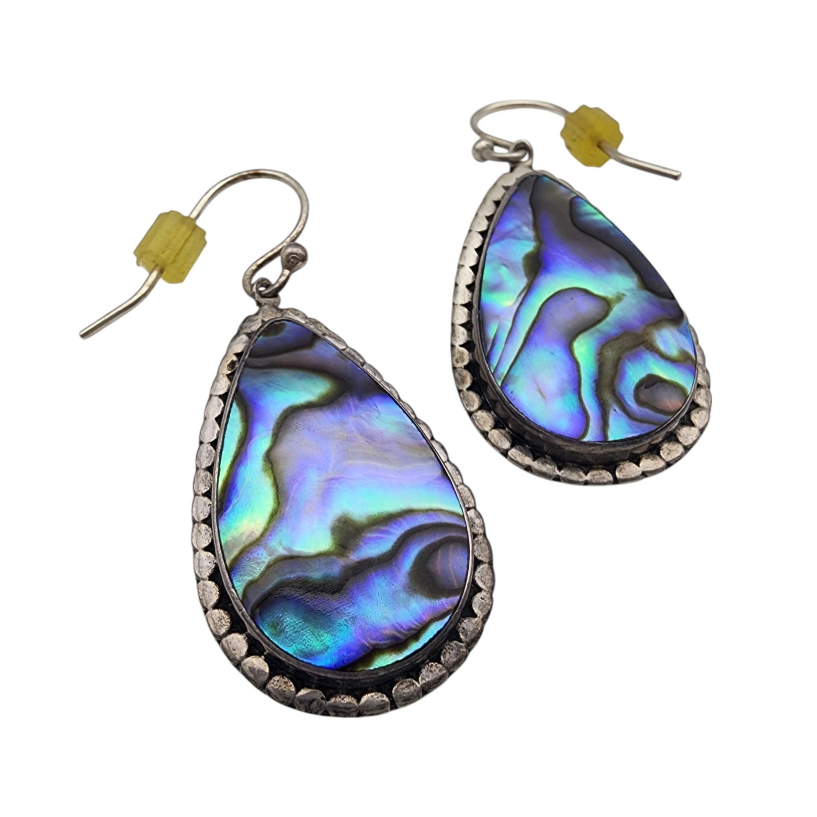 Vintage Sterling Paua Abalone Shell Earrings: Vintage Signed ATI Sterling Paua Abalone Shell Earrings 6.7g