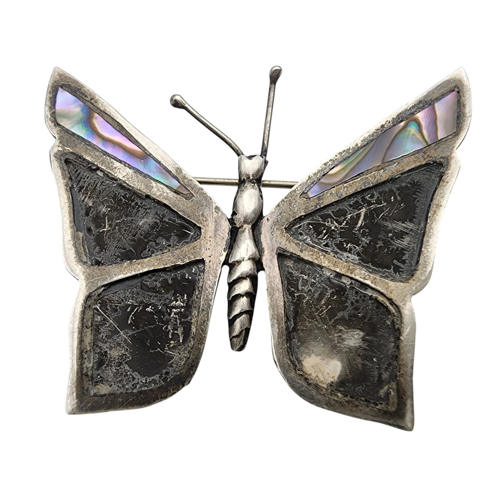 Vintage Mexico Sterling Abalone Inlay Butterfly Brooch (1 of 4)