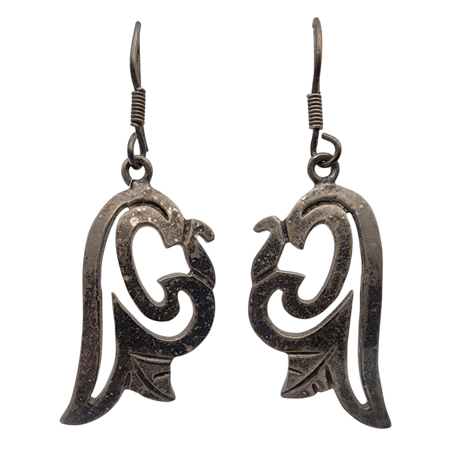 Vintage Mexico Sterling Cut Out Dangle Earrings: Vintage Mexico TD-41 Sterling Cut Out Dangle Earrings 10.6g