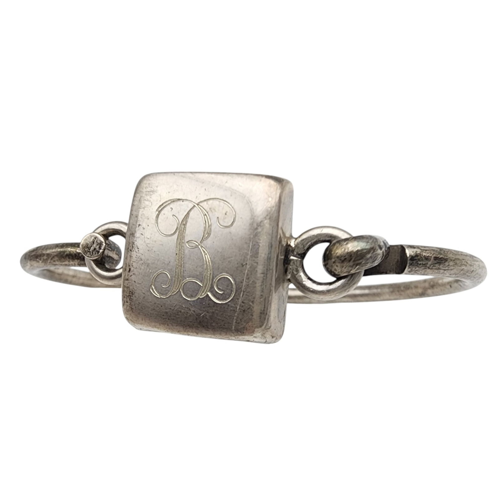 Vintage Mexico Sterling Monogram Bangle Bracelet: Vintage Mexico Sterling Monogram Bangle Bracelet 18.1g