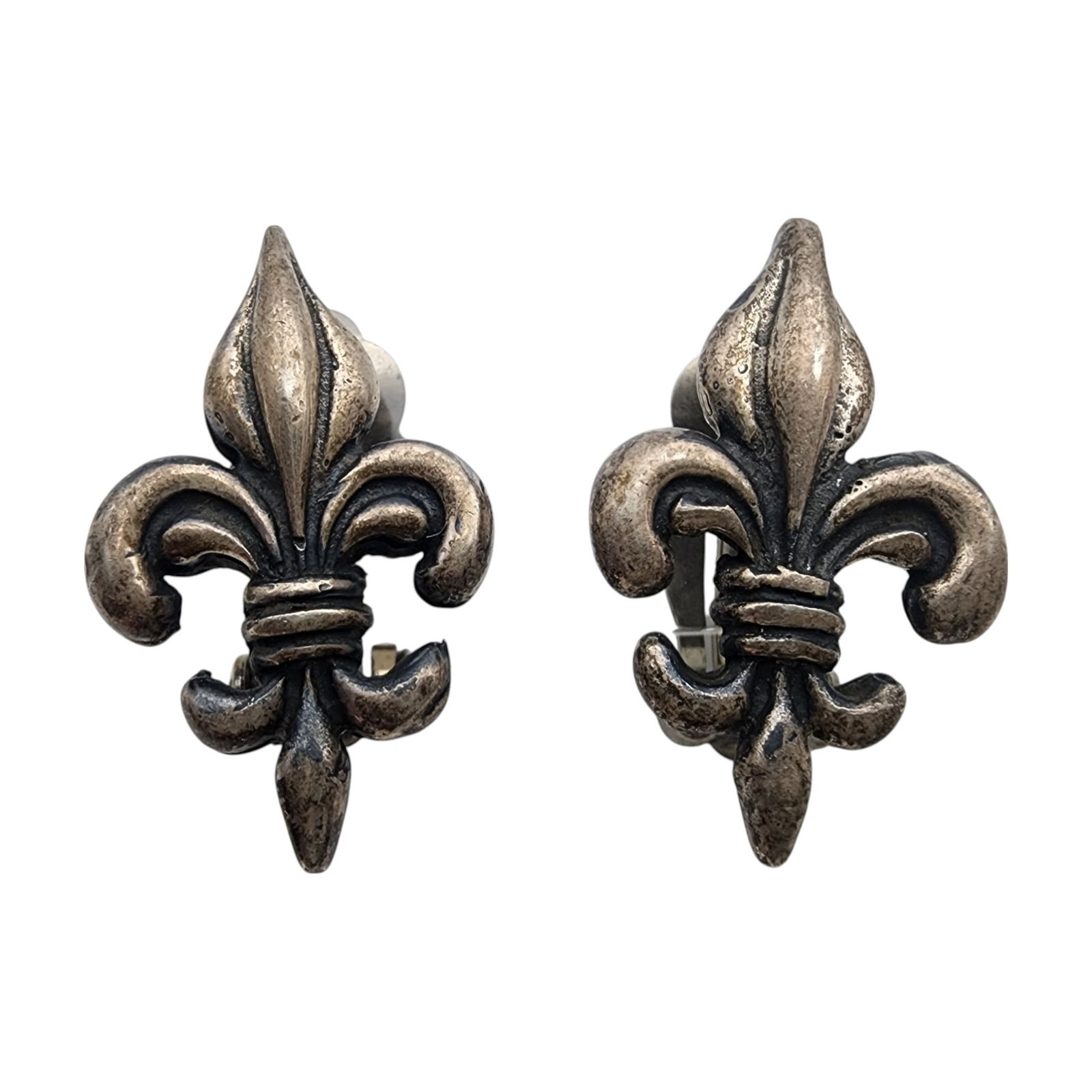 Vintage Mexico Sterling Fleur de Lis Earrings: Vintage Mexico Sterling Fleur de Lis Earrings 14.3g