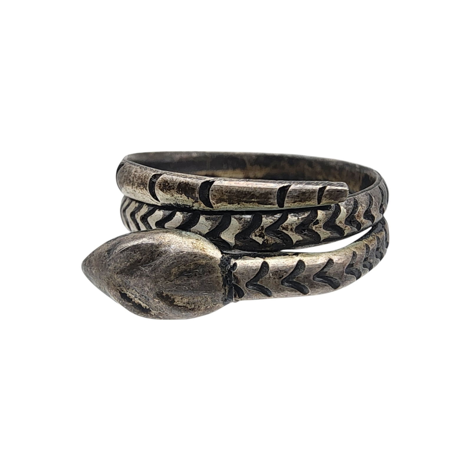 Signed AA Eagle 23 Mexico Sterling Coiled Snake Ring Sz 7.5: Signed AA Eagle 23 Mexico Sterling Coiled Snake Ring Sz 7.5, 3.4g