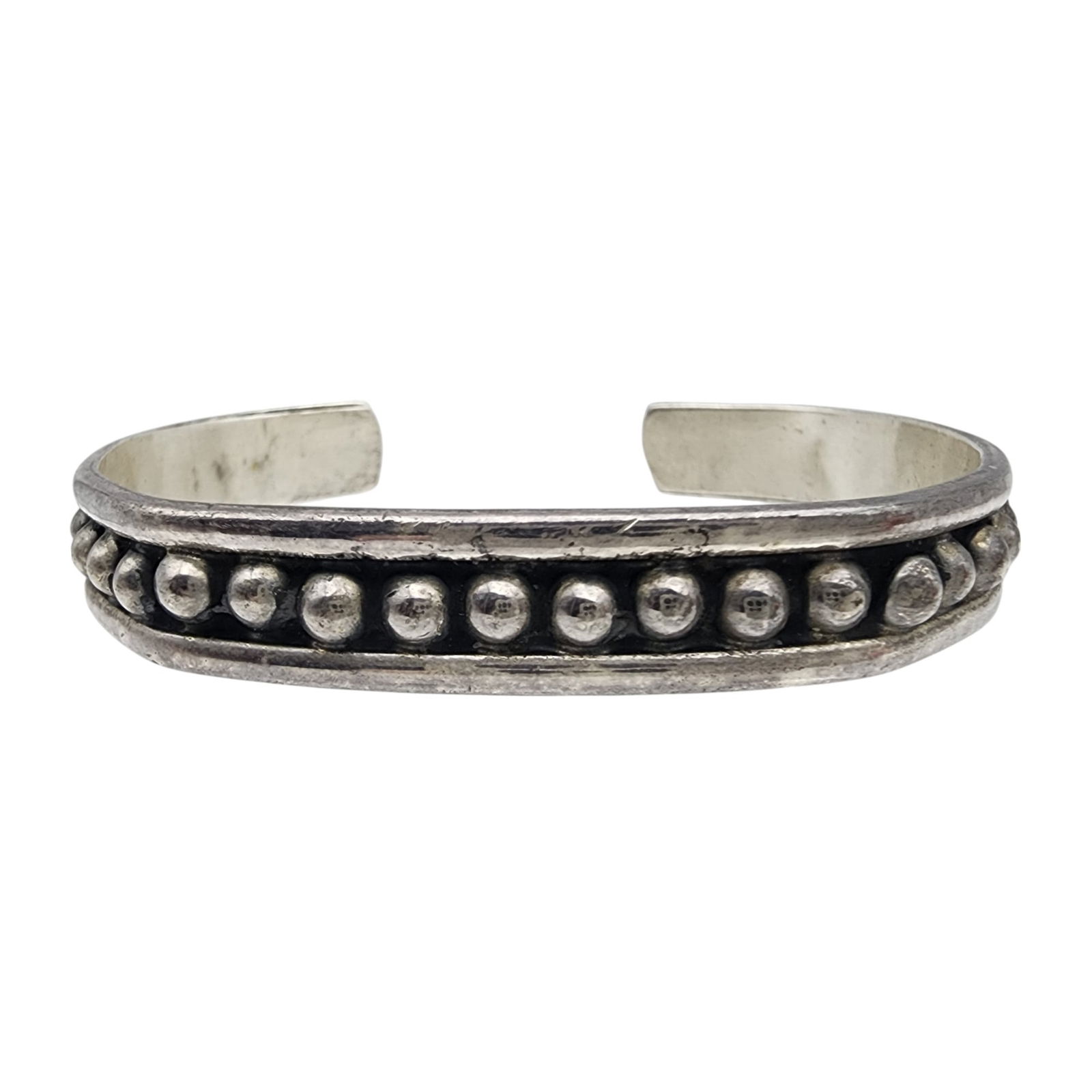 Vintage Mexico Sterling Beaded Cuff Bracelet: Vintage Mexico Sterling Beaded Cuff Bracelet 19.2g