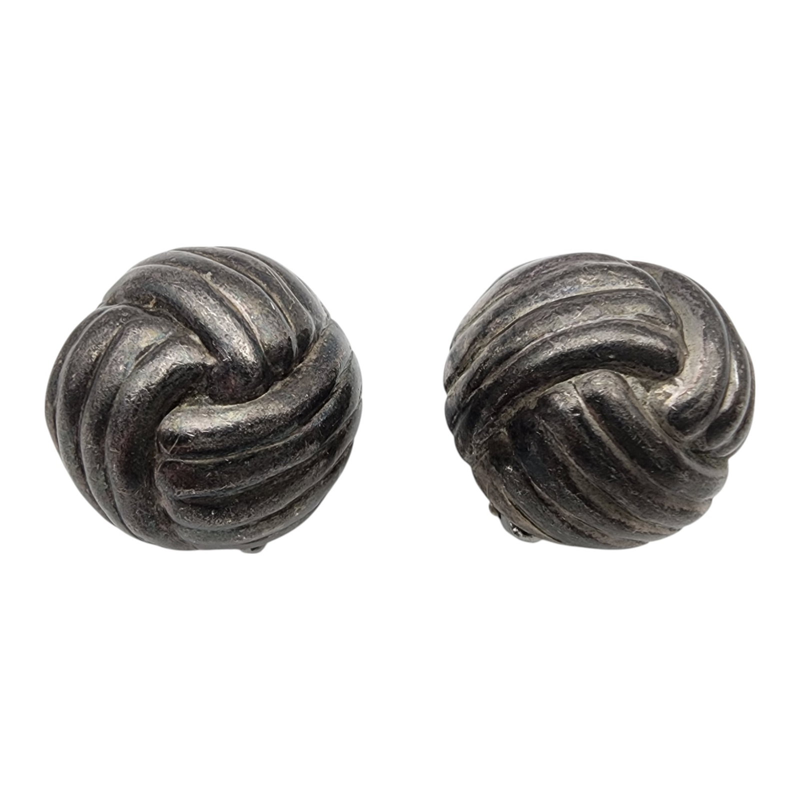 Vintage Taxco Mexico Sterling Weave Dome Earrings: Vintage Taxco Mexico Sterling Weave Dome Earrings 11.5g