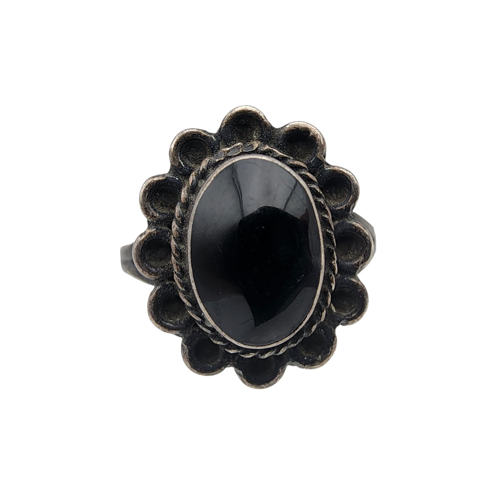 Mexico Sterling Onyx Ring Sz 5: Mexico Sterling Onyx Ring Sz 5 2.1g