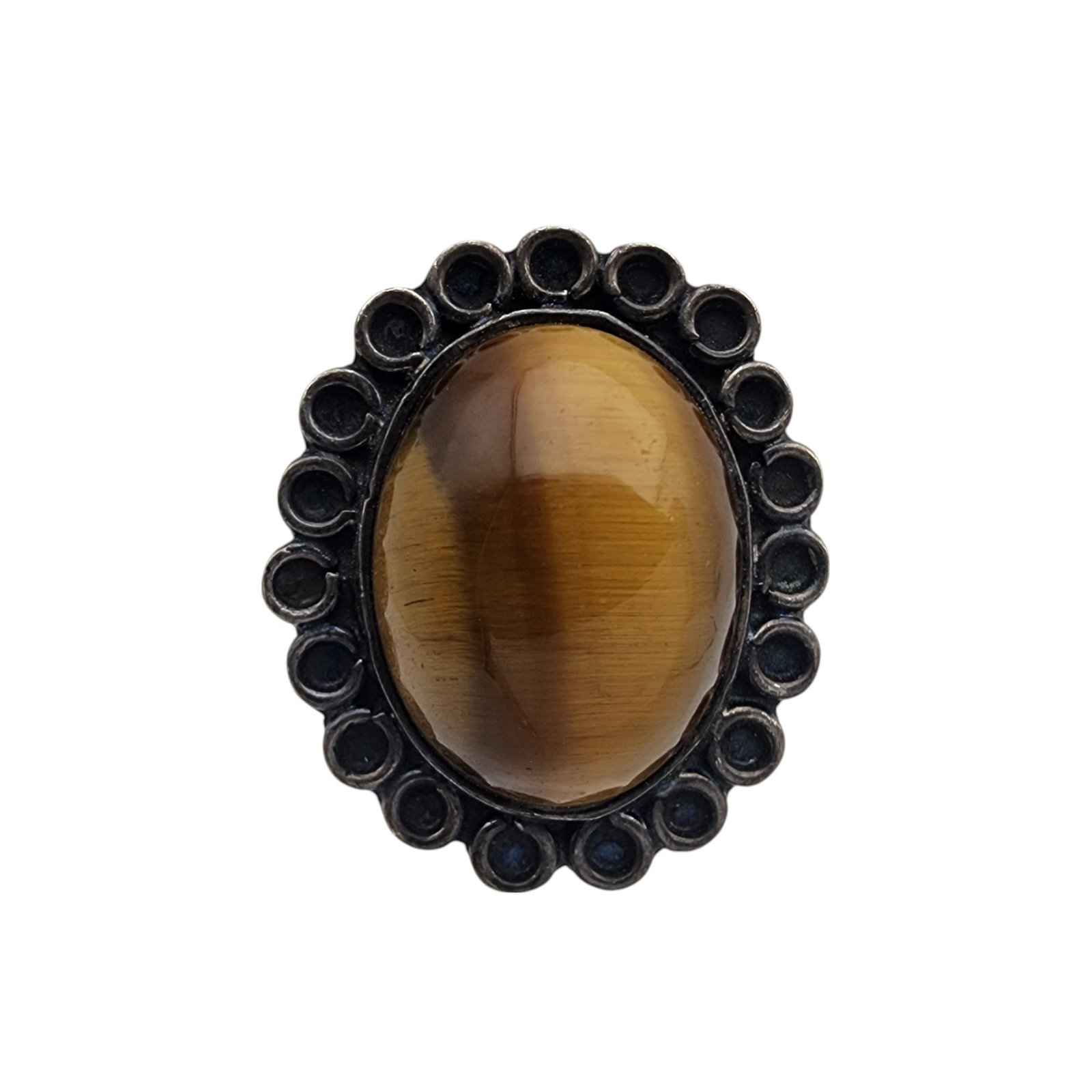 Signed Mexico Sterling Tigers Eye Ring Sz 6.5: Signed Mexico Sterling Tigers Eye Ring Sz 6.5 , 7.3g, unable to decipher signature initials - appears to also have an Eagle 11 or Eagle 1 marking