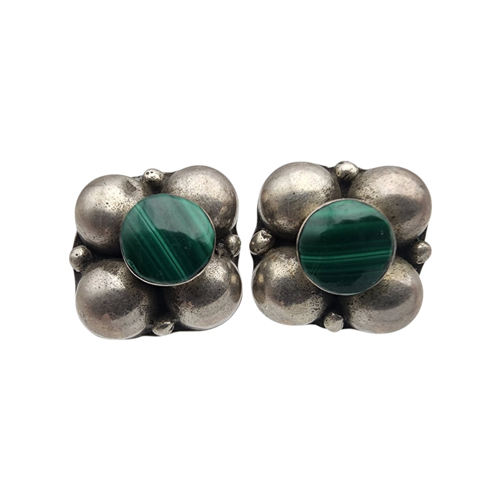 Mexico Sterling Malachite Earrings (1 of 5)
